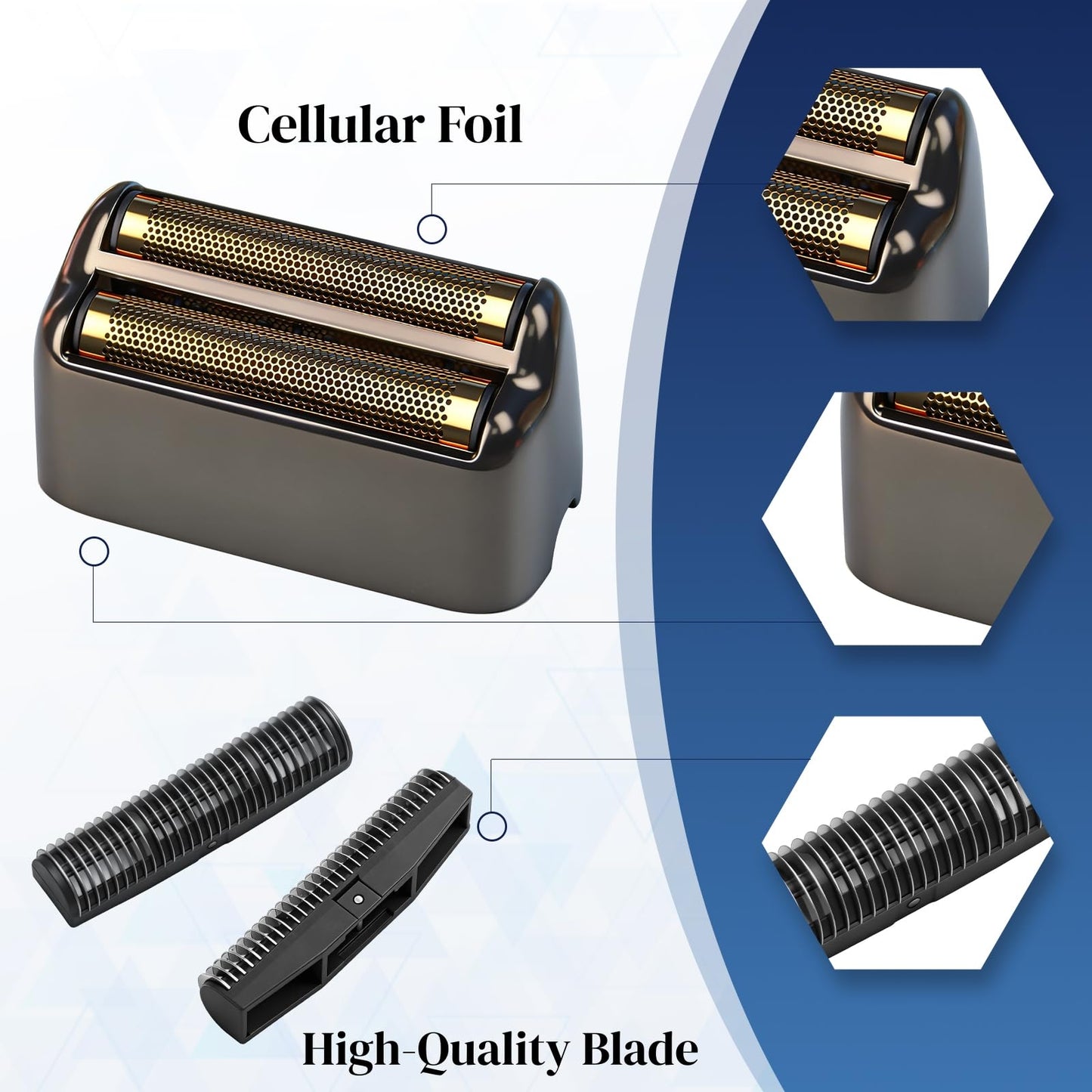 White Smoke 2 Pack Shaver Replacement Foil and Cutters Compatible with BaBylissPRO Double FXFS2 Metal Shaver foil Replacement,Black
