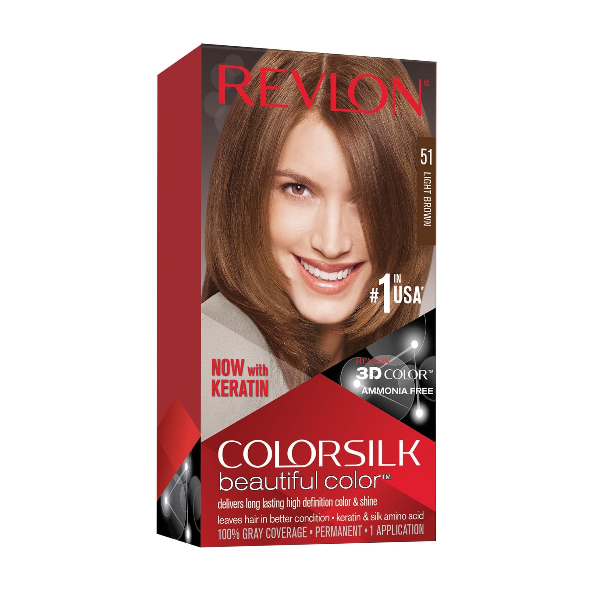 Dark Olive Green Revlon Colorsilk Hair Color 51 Light Brown, Pack of 5
