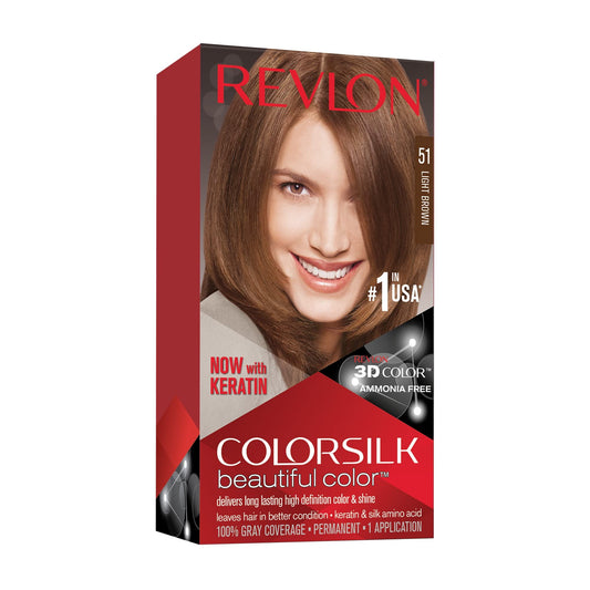 Dark Olive Green Revlon Colorsilk Hair Color 51 Light Brown, Pack of 5
