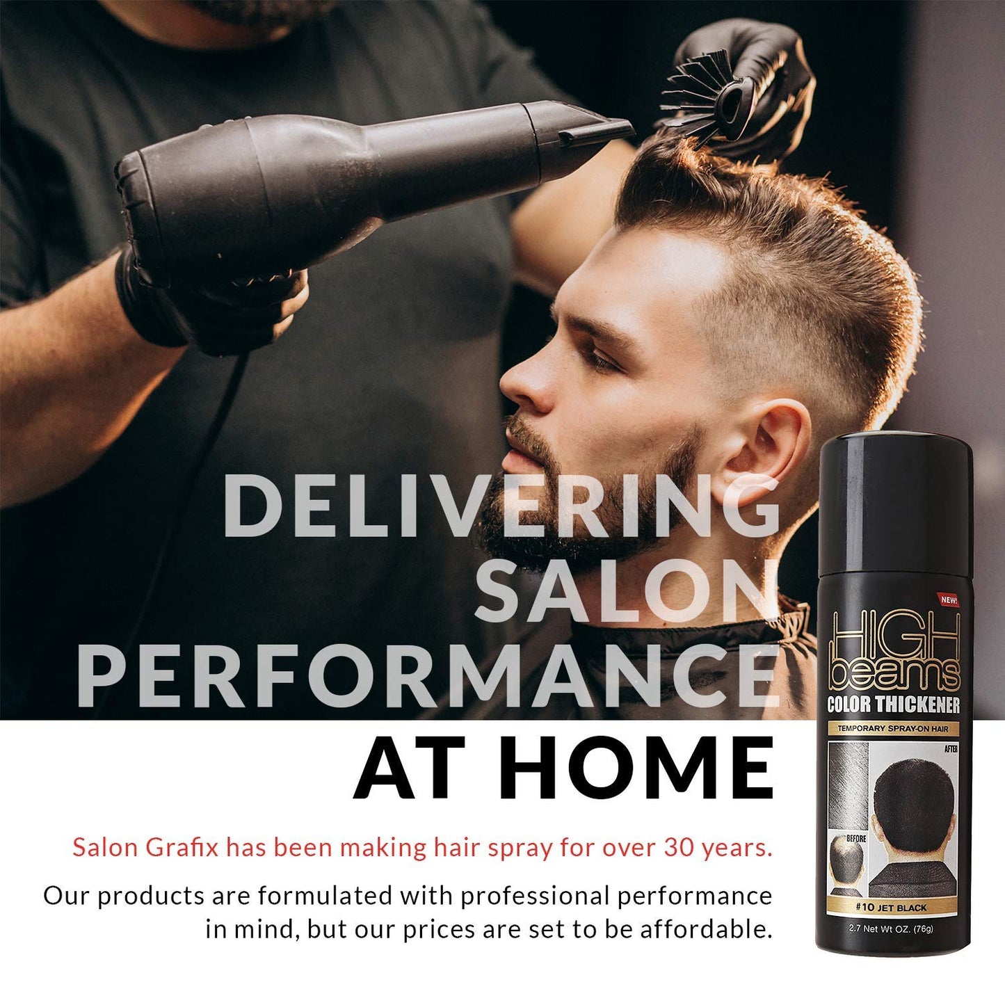 White Smoke Salon Grafix High Beams Color Thickener Temporary Spray - Jet Black for Unisex - 2.7 oz Hair Color