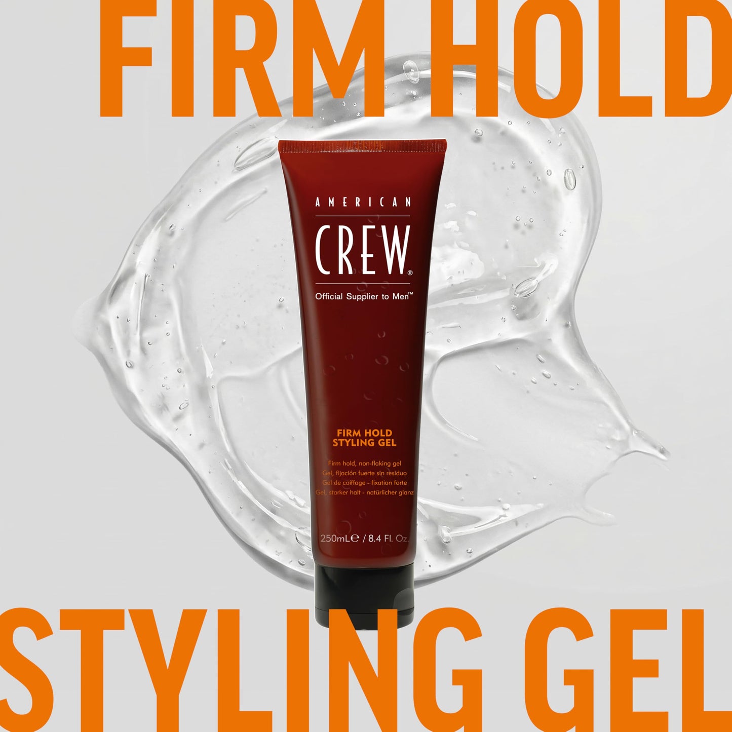 Light Gray American Crew Men's Hair Styling Gel, Firm Hold, Non-Flaking, 3.3 fl oz