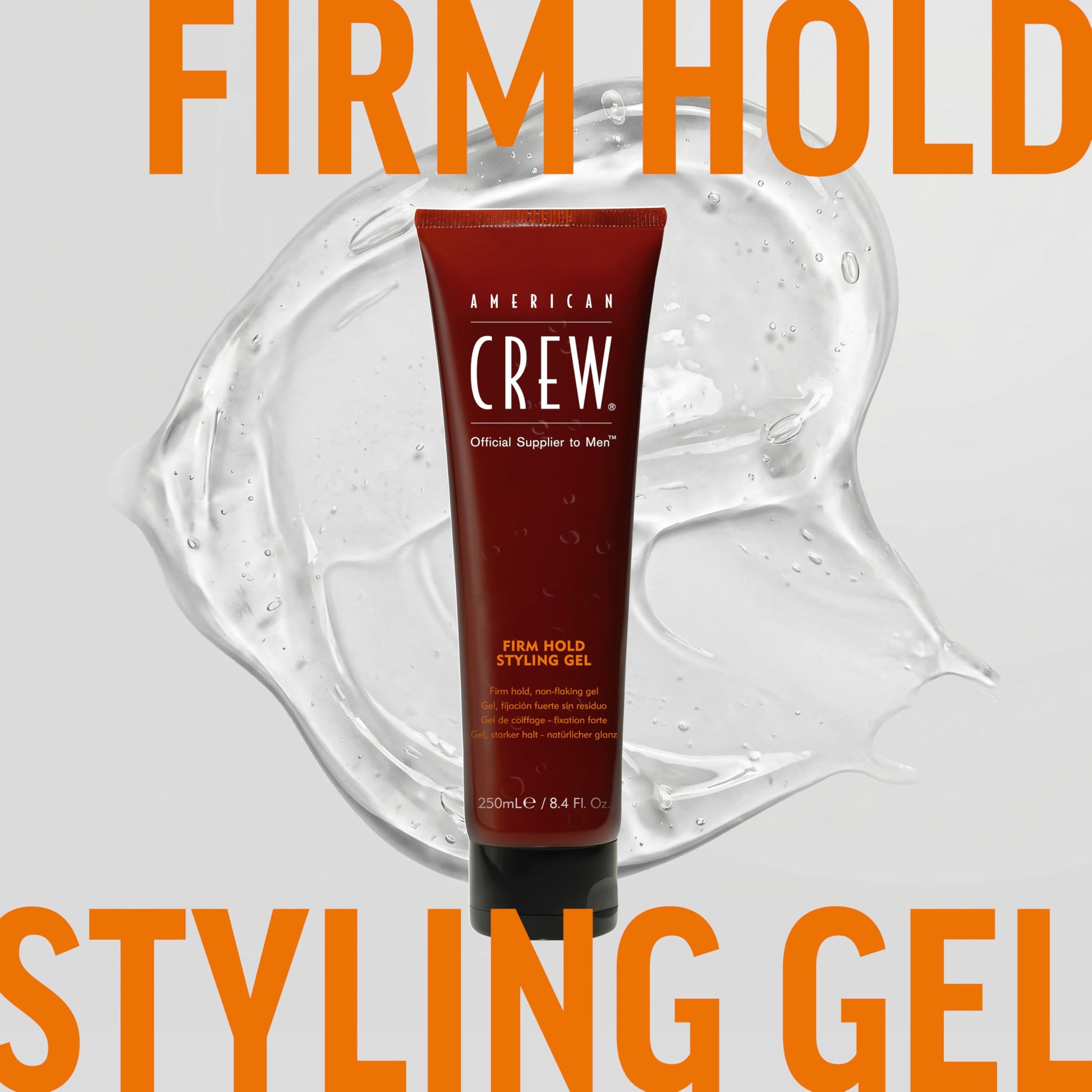 Light Gray American Crew Men's Hair Styling Gel, Firm Hold, Non-Flaking, 8.4 fl oz