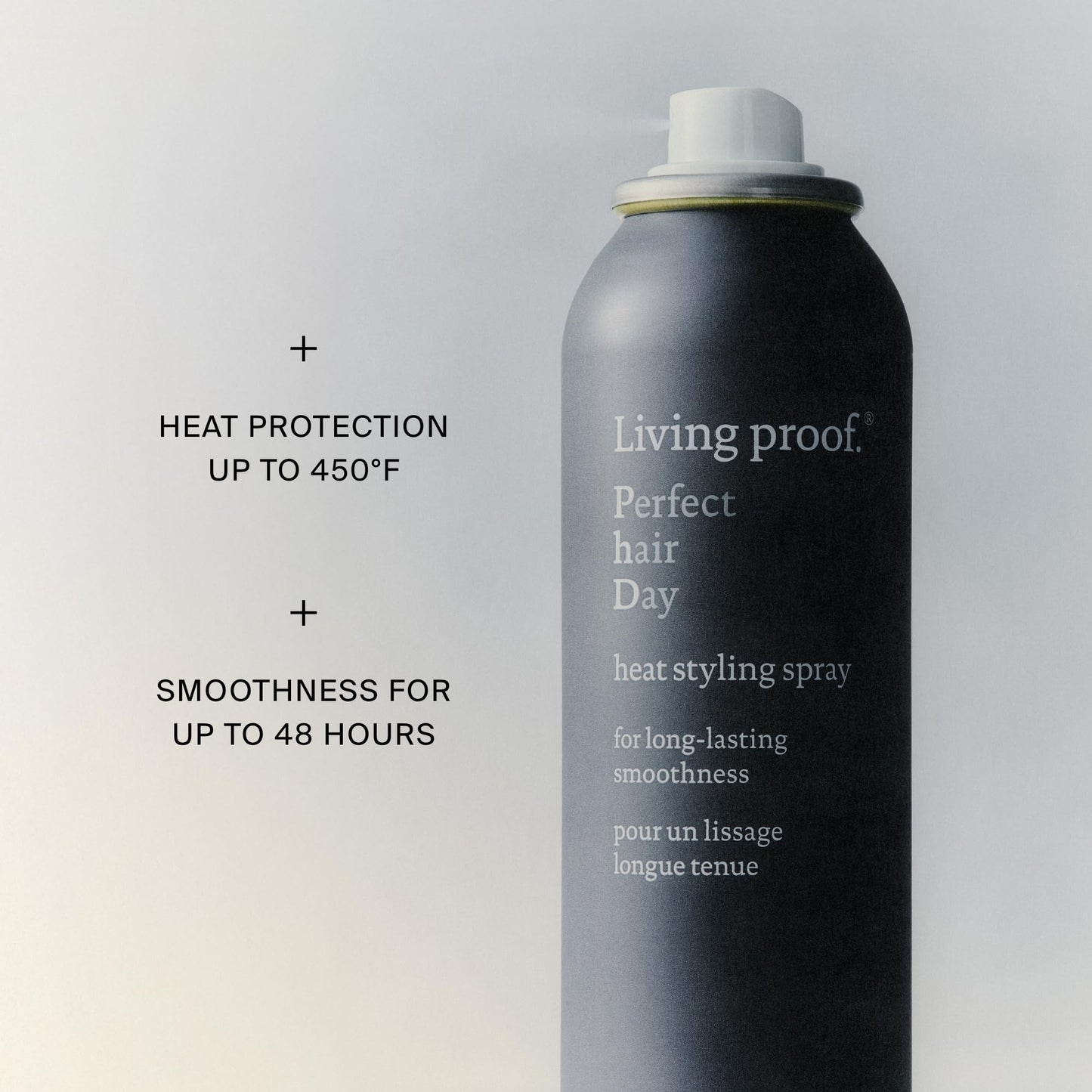 Gray Living proof Perfect Hair Day Heat Styling Spray – Smoothness for 48 Hours, Heat Protection up to 450°F, Ultra-Fine Mist for Damp or Dry Hair, 5.5 oz