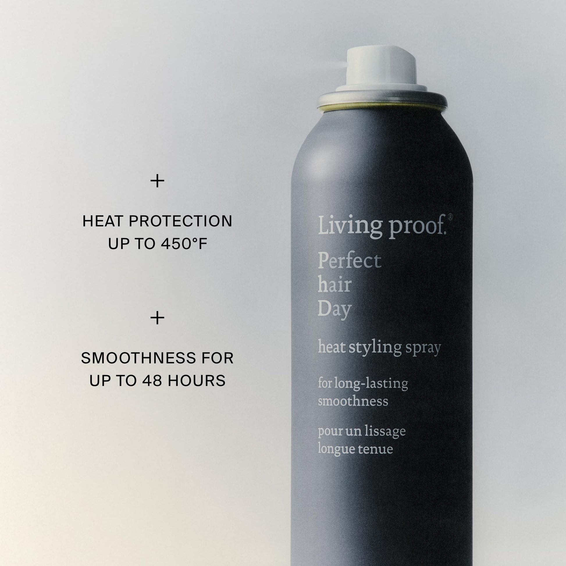 Gray Living proof Perfect Hair Day Heat Styling Spray – Smoothness for 48 Hours, Heat Protection up to 450°F, Ultra-Fine Mist for Damp or Dry Hair, 5.5 oz
