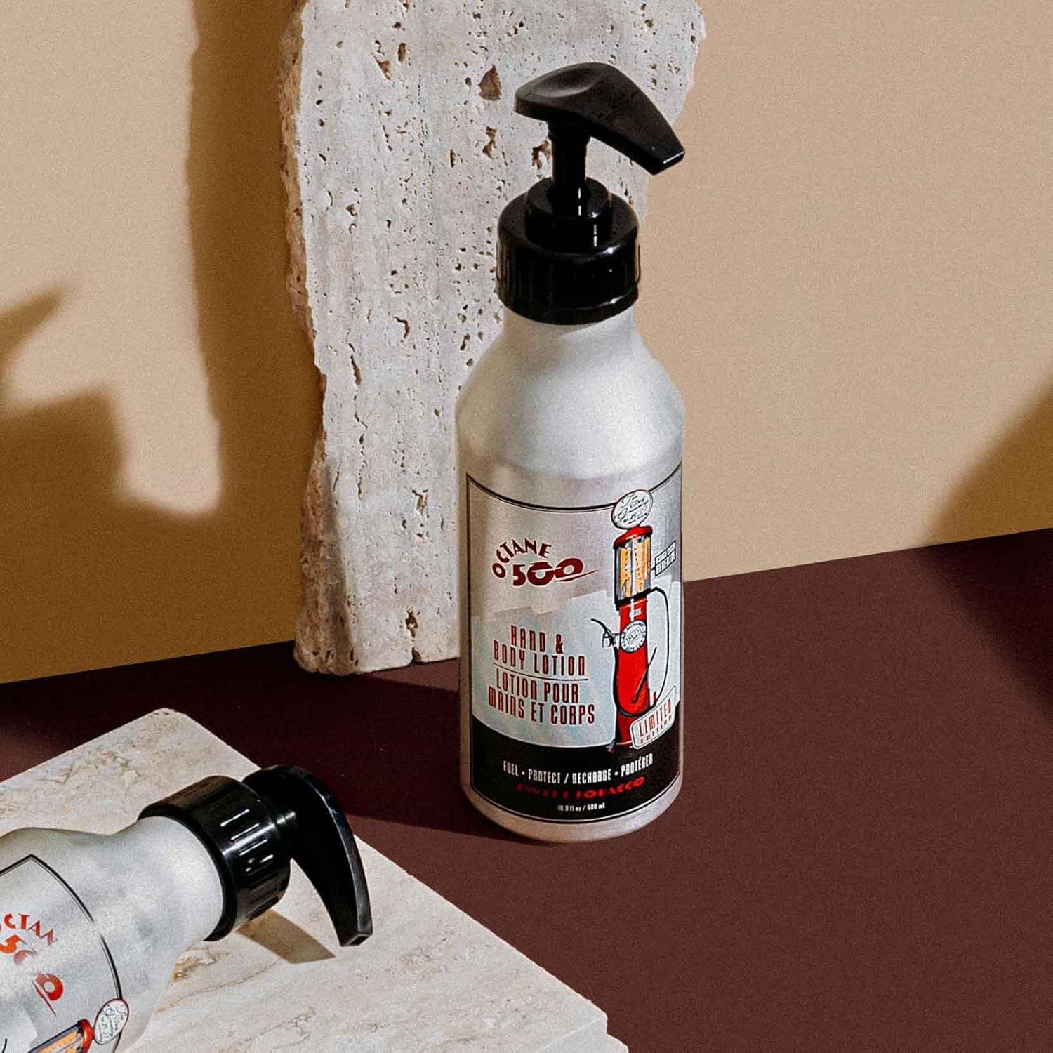 Tan 18.21 Man Made Octane 500 Sweet Tobacco Hand & Body Lotion, & Lip Balm 2-Set Bundle, All Hair & Skin Types for Men, Strengthens and Moisturizes in a Manly Aroma
