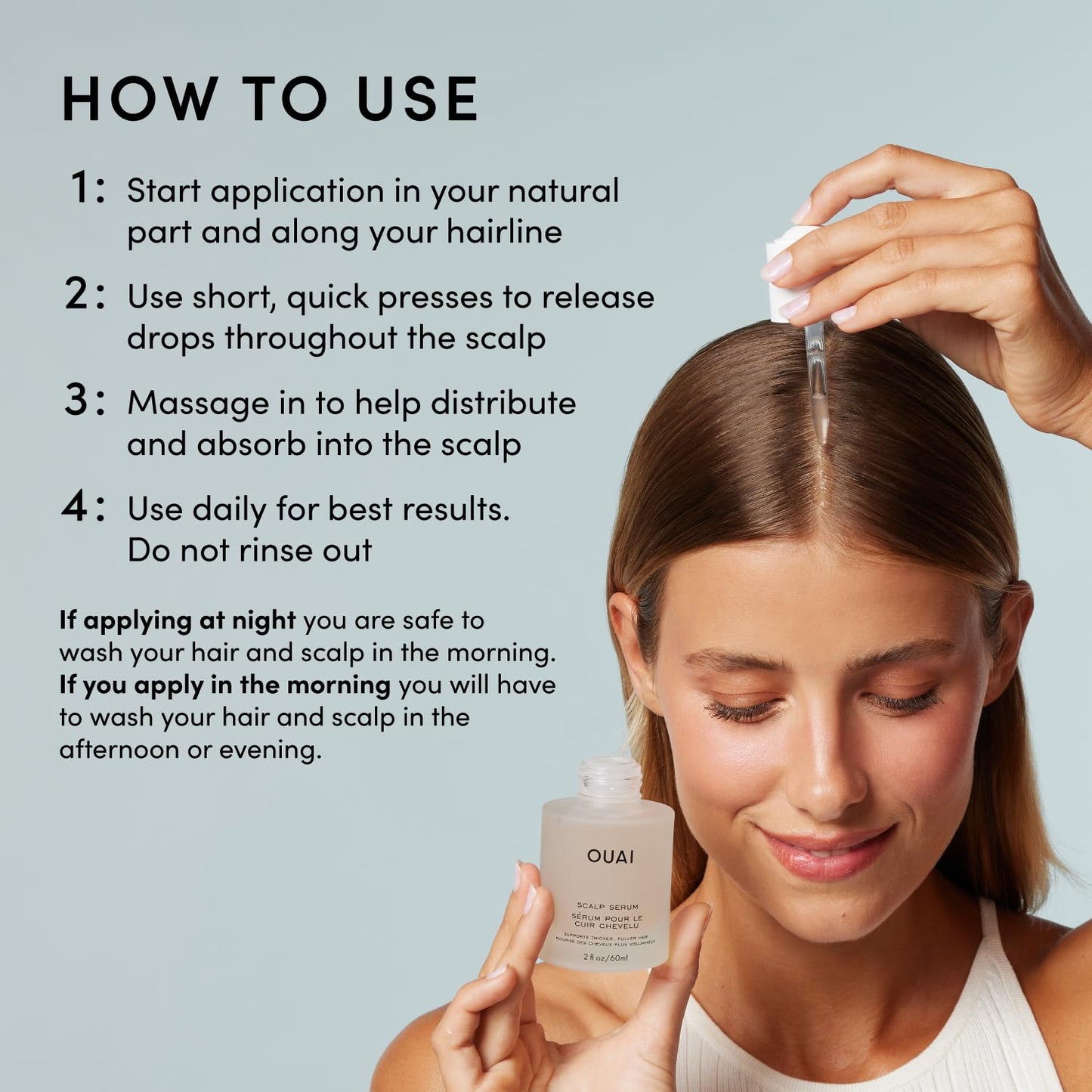 Gray OUAI Scalp Serum - Balancing Hair Serum with Red Clover Extract, Siberian Ginseng and Peptides for Thicker and Fuller-Looking Hair - Paraben, Phthalate and Sulfate Free Scalp Care (2 Fl Oz)