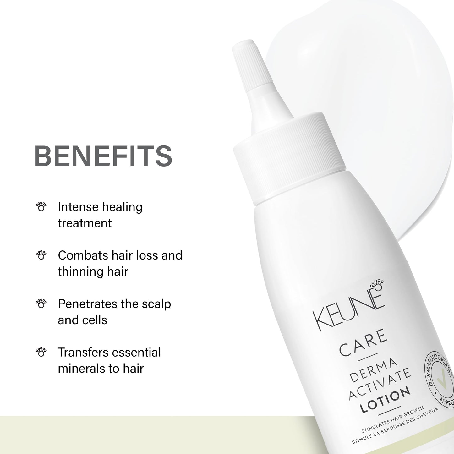 White Smoke Keune Care Derma Activate Thickening Lotion, Anti-Hair Loss & Revitalizing Scalp Treatment, 2.5 Fl Oz