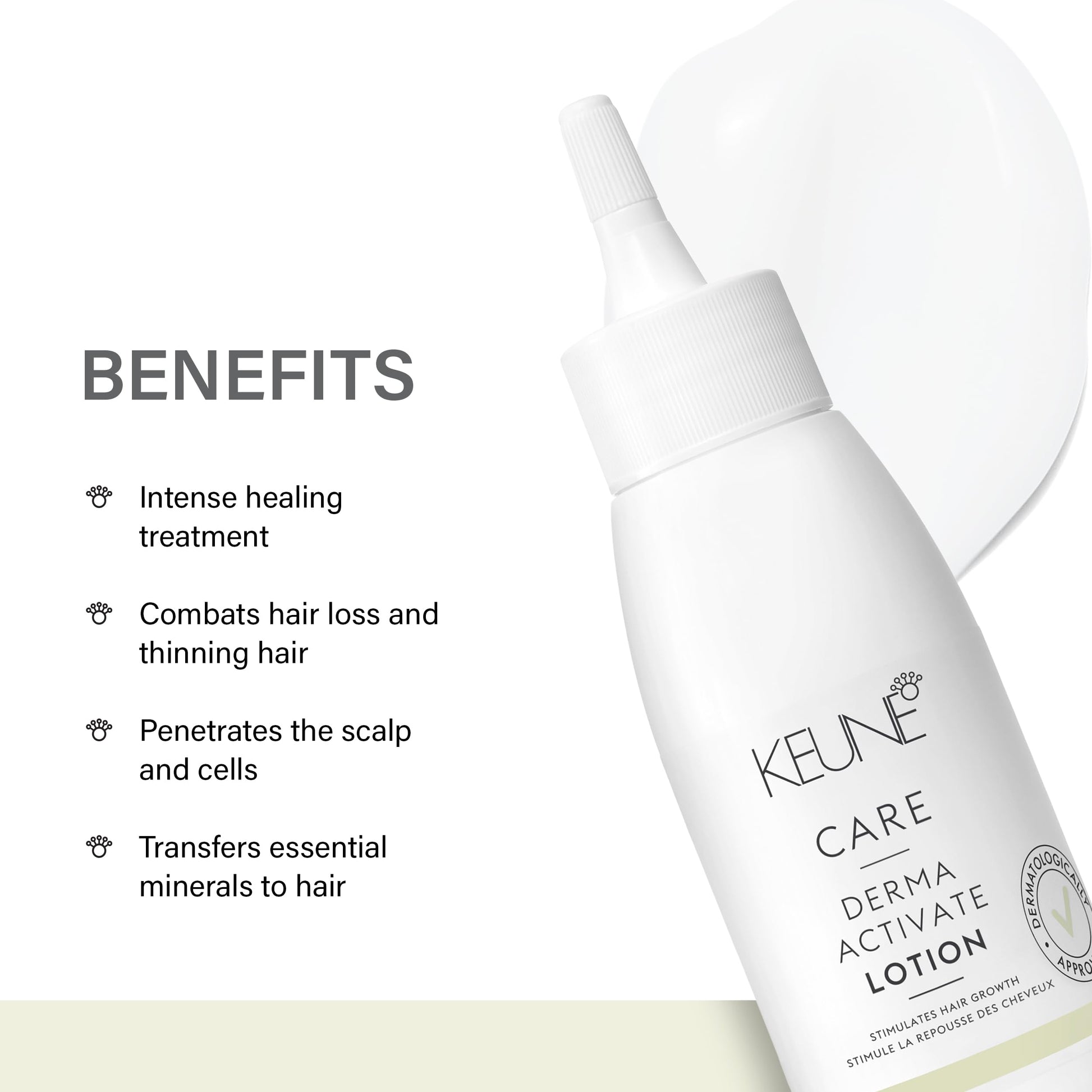 White Smoke Keune Care Derma Activate Thickening Lotion, Anti-Hair Loss & Revitalizing Scalp Treatment, 2.5 Fl Oz