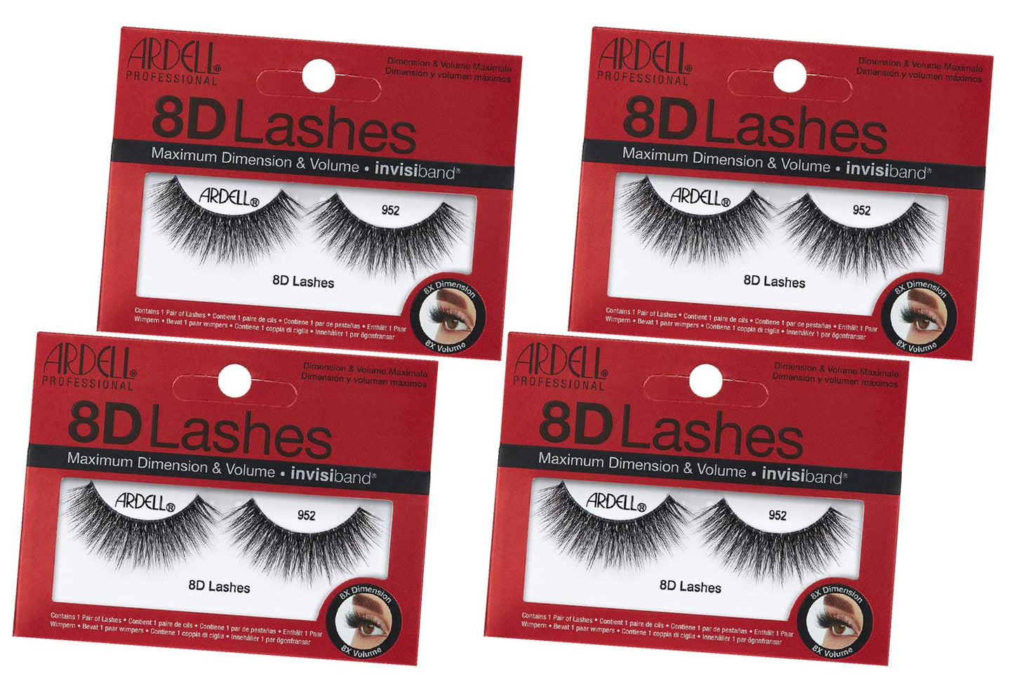 White Smoke Ardell Strip Lashes 8D Lashes 952, 4-Pack