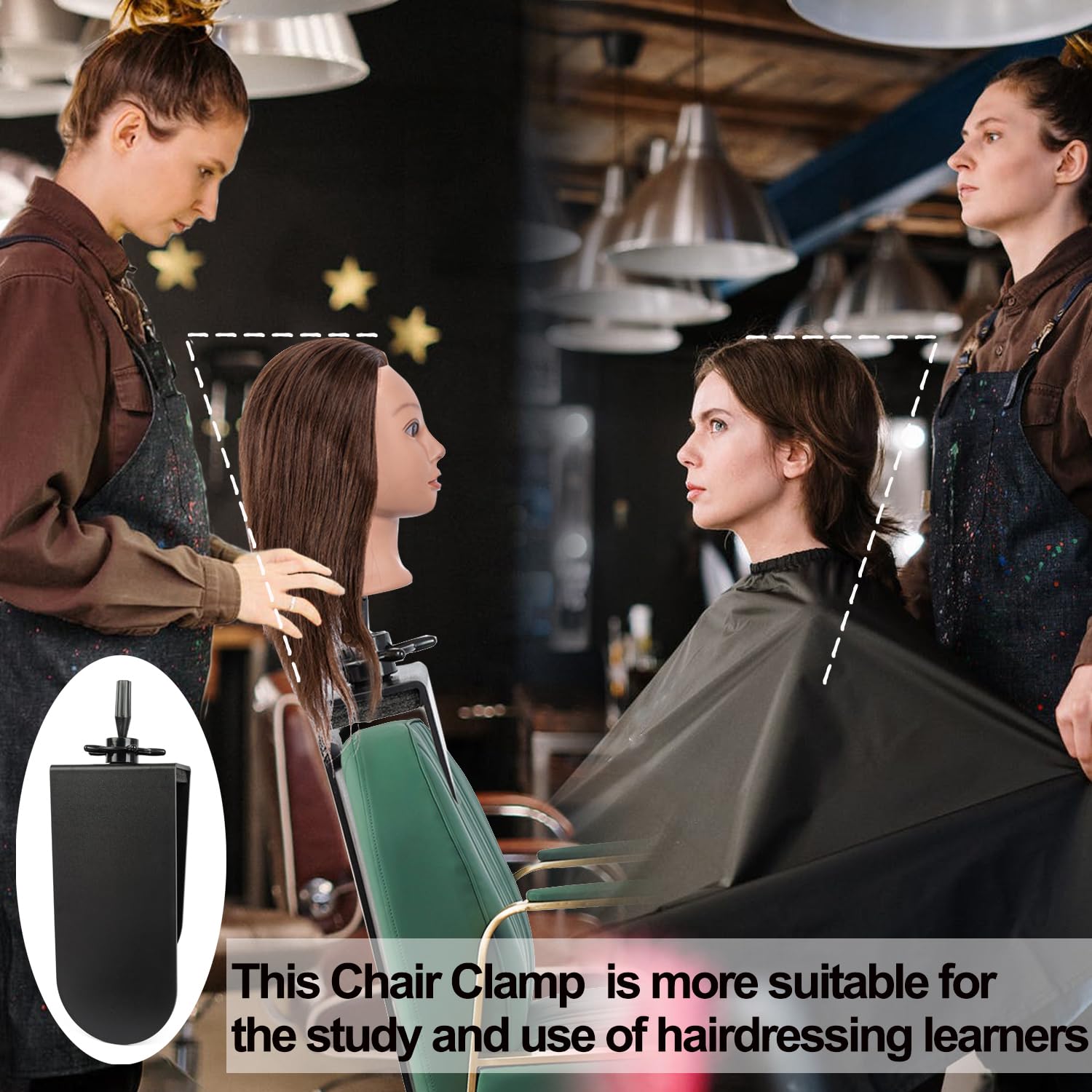 Black poipoilu Mannequin Clamp Stand for Chair, Mannequin Head stand for Hairdresser Practice Braiding Hair Styling with Clamp stand (1 Pack)