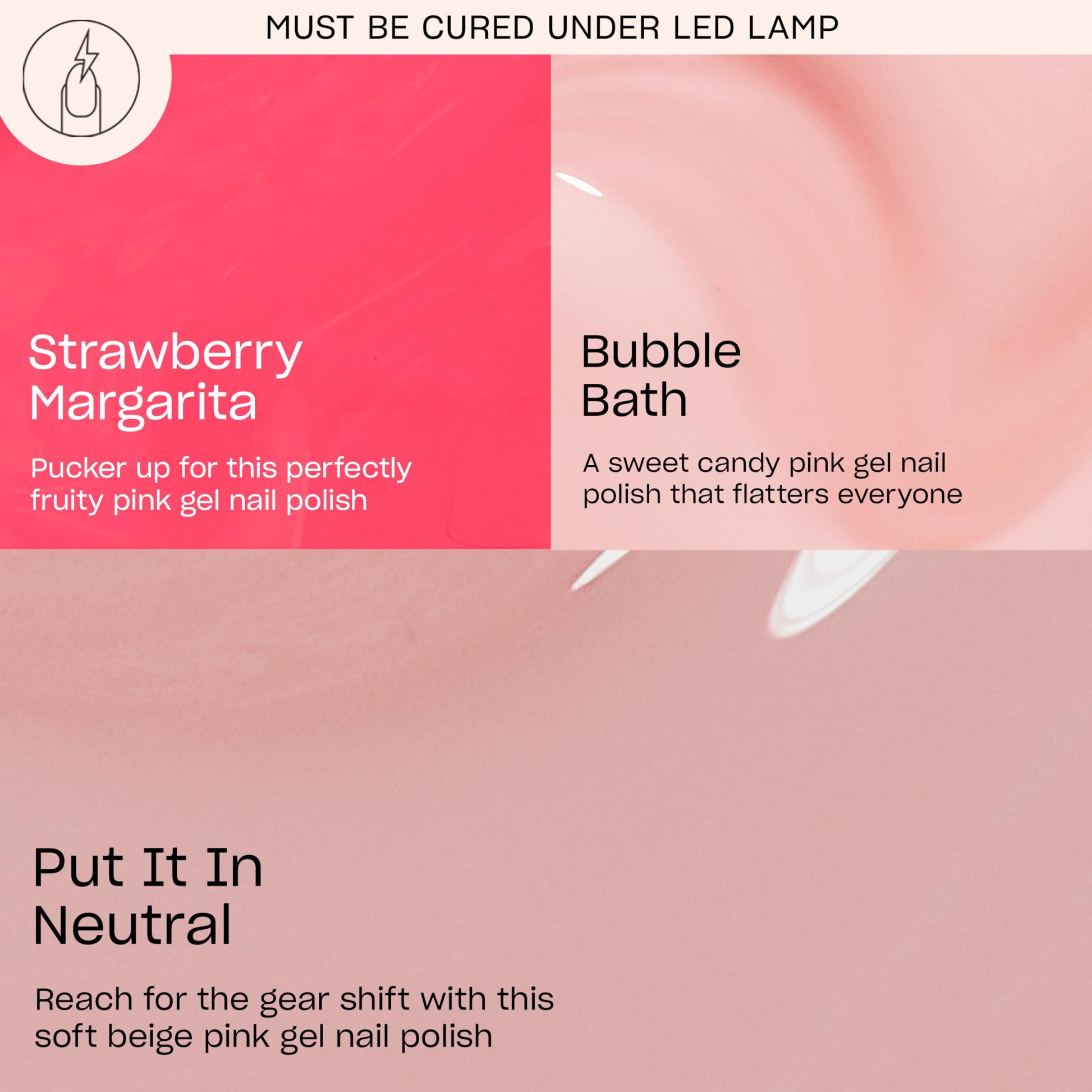 Tan OPI GelColor Iconic Pink Shades Gel Nail Polish Trio Bundle | Strawberry Margarita + Bubble Bath + Put It in Neutral Crème UV Cure Gel Polish Colors