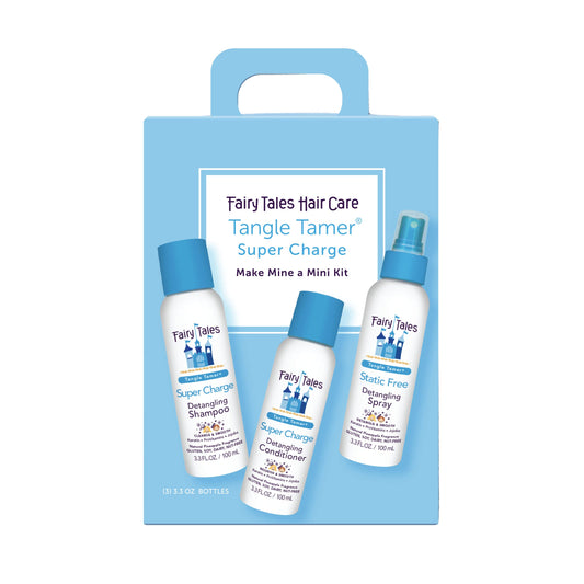 White Smoke Fairy Tales Tangle Tamer Super Charge Detangling Shampoo, Conditioner, and Spray for Kids - Travel Kit - Paraben Free, Sulfate Free, Gluten Free, Nut Free - 3.3 oz (Pack of 3)