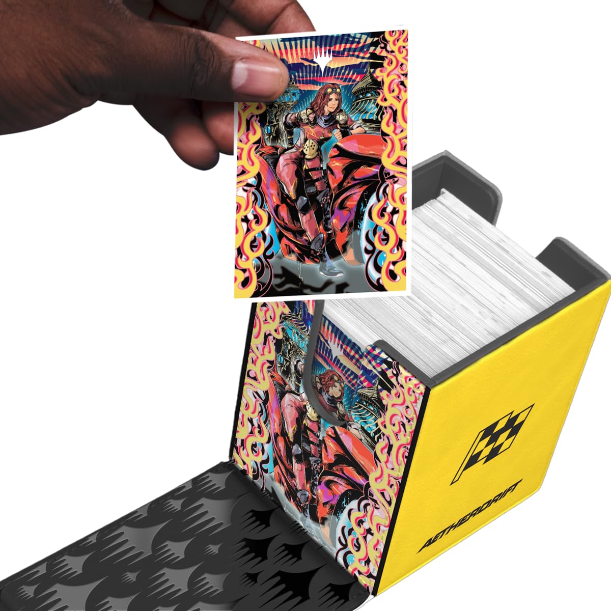 White Smoke Ultra Pro - Aetherdrift Chandra, Spark Hunter Alcove Flip Deck Box for Magic: The Gathering, Deck Holder, MTG Accessory, Trading Card Case, Magic The Gathering D&D TCG Storage Box