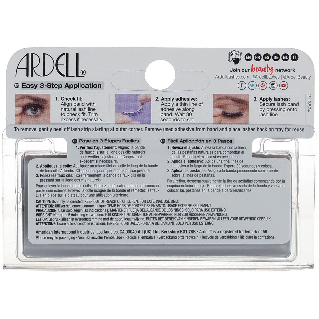 Dark Gray Ardell Fashion Lashes Natural Strip Lash, Black [120] 1 ea (Pack of 3)