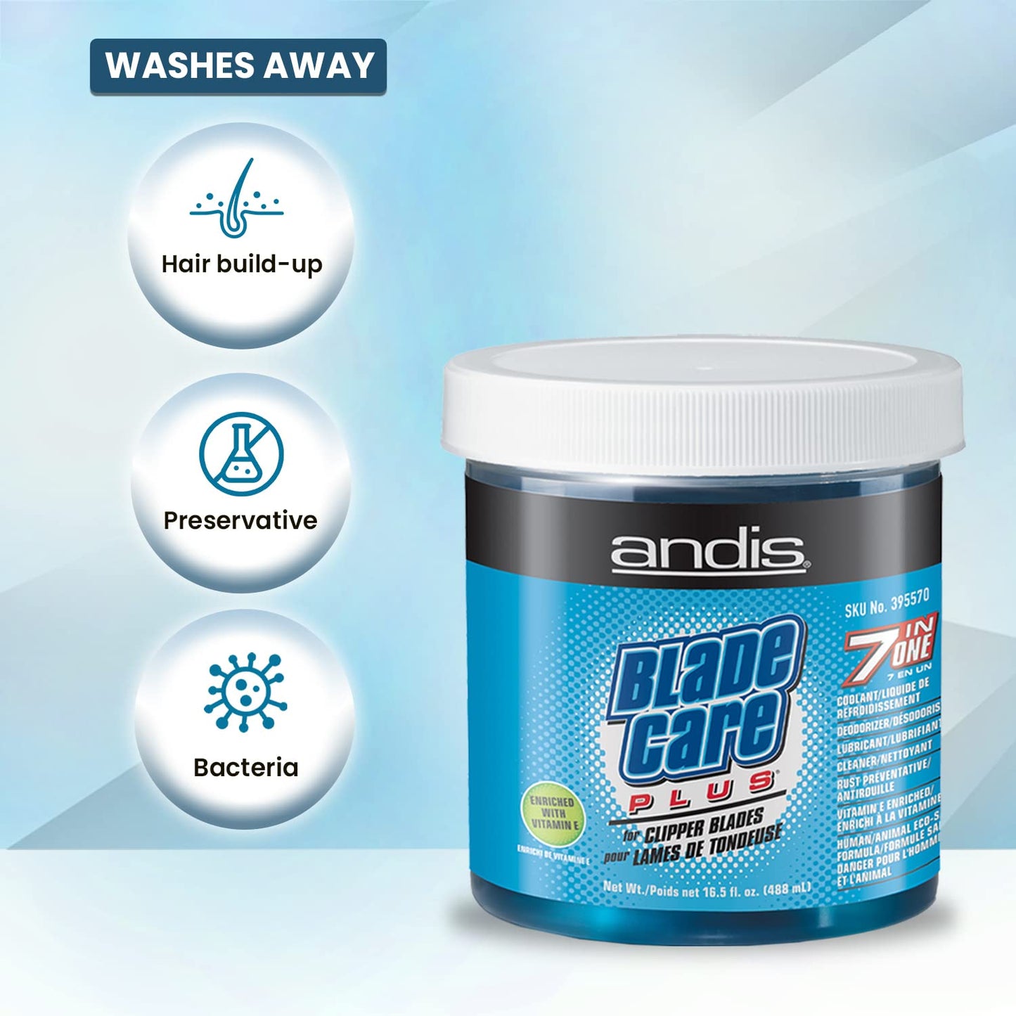 White Smoke Andis Blade Care Plus Jar