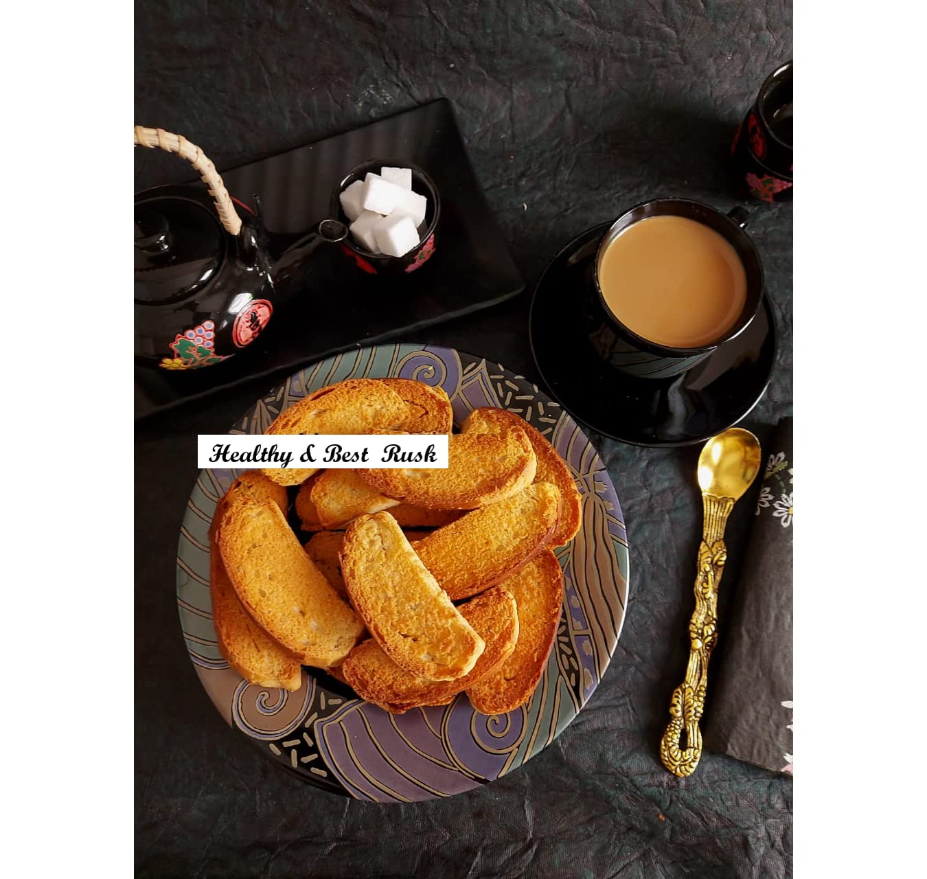 Black Crispy Calcutta Handcrafted Suji Rusks/Milk Toast/Rusk/Toast/Premium Butter Rusk/Toast-150gm