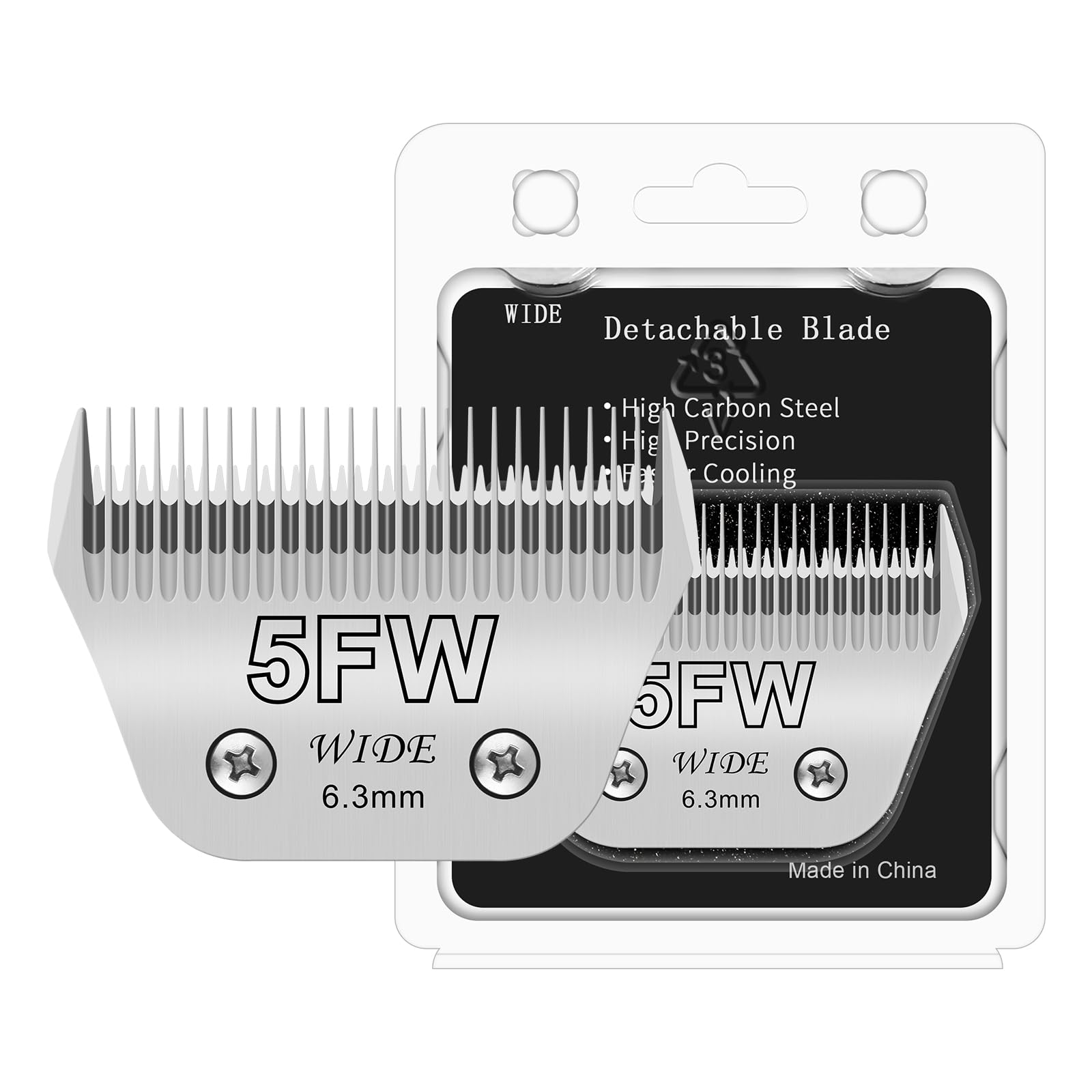 White Smoke Newbulu 5FW Dog Grooming Wide Blade,Detachable Pet Dog Grooming Blades,Compatible with Andis,Oster A5,Wahl km10 Clippers.Cutting Length 1/4 in(6.3mm)