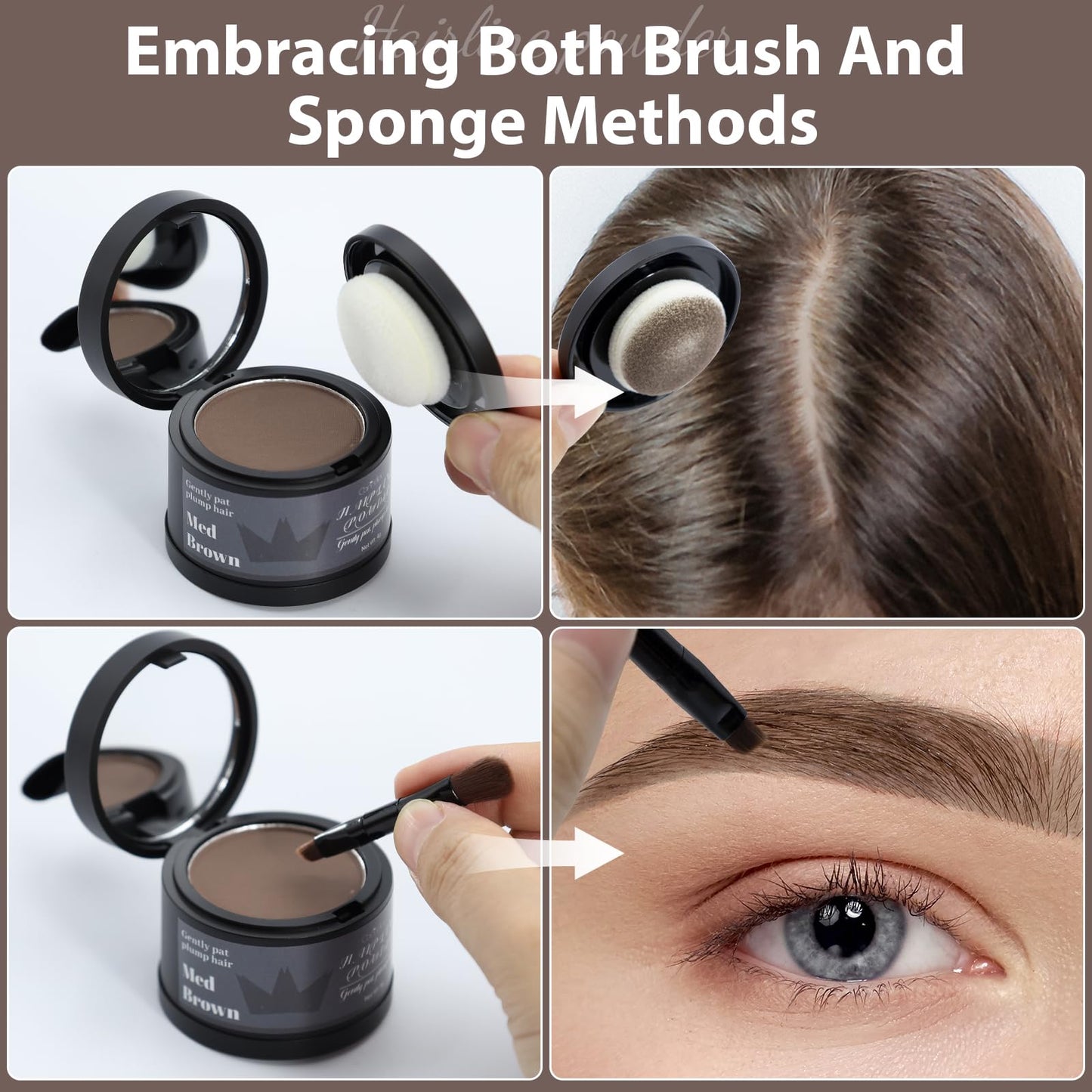 White Smoke 2 Pack Hairline Powder for Women and Men, Used to Root Touch Up Hair Color, Thinning and Gray Hair Coverage and Bald Spots Coverage, Medium Brown