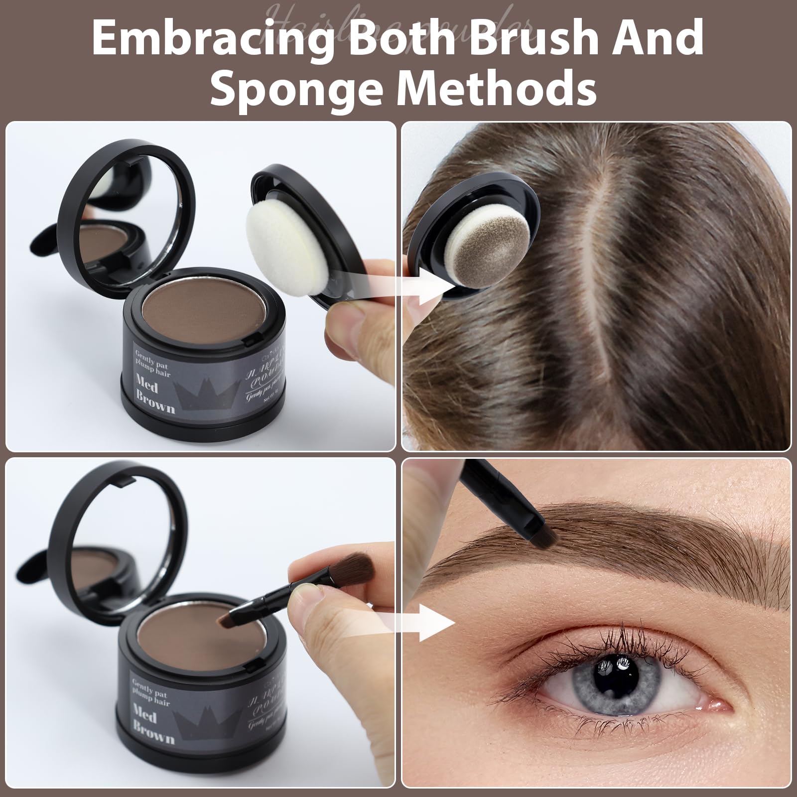 White Smoke 2 Pack Hairline Powder for Women and Men, Used to Root Touch Up Hair Color, Thinning and Gray Hair Coverage and Bald Spots Coverage, Medium Brown