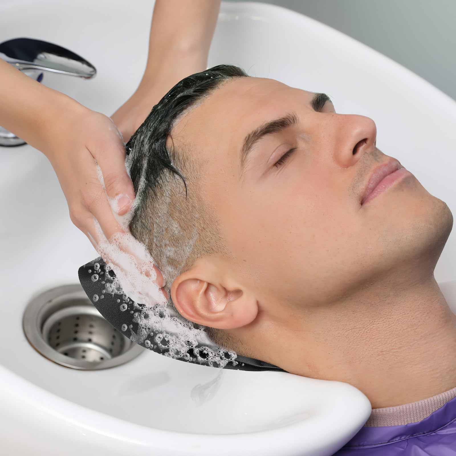 Light Gray Anneome Salon Shampoo Neck Rest Cushion - Non-Slip Shampoo Bowl Support Pillow PU Cushion Hair Washing Tray for Salon Spa Washing Sink Basin