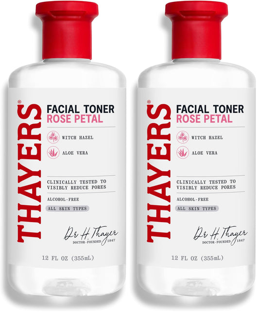 White Smoke Thayers Facial Toner, Witch Hazel with Aloe Vera, Rose Petal, 12 Fl Oz (Pack of 2)