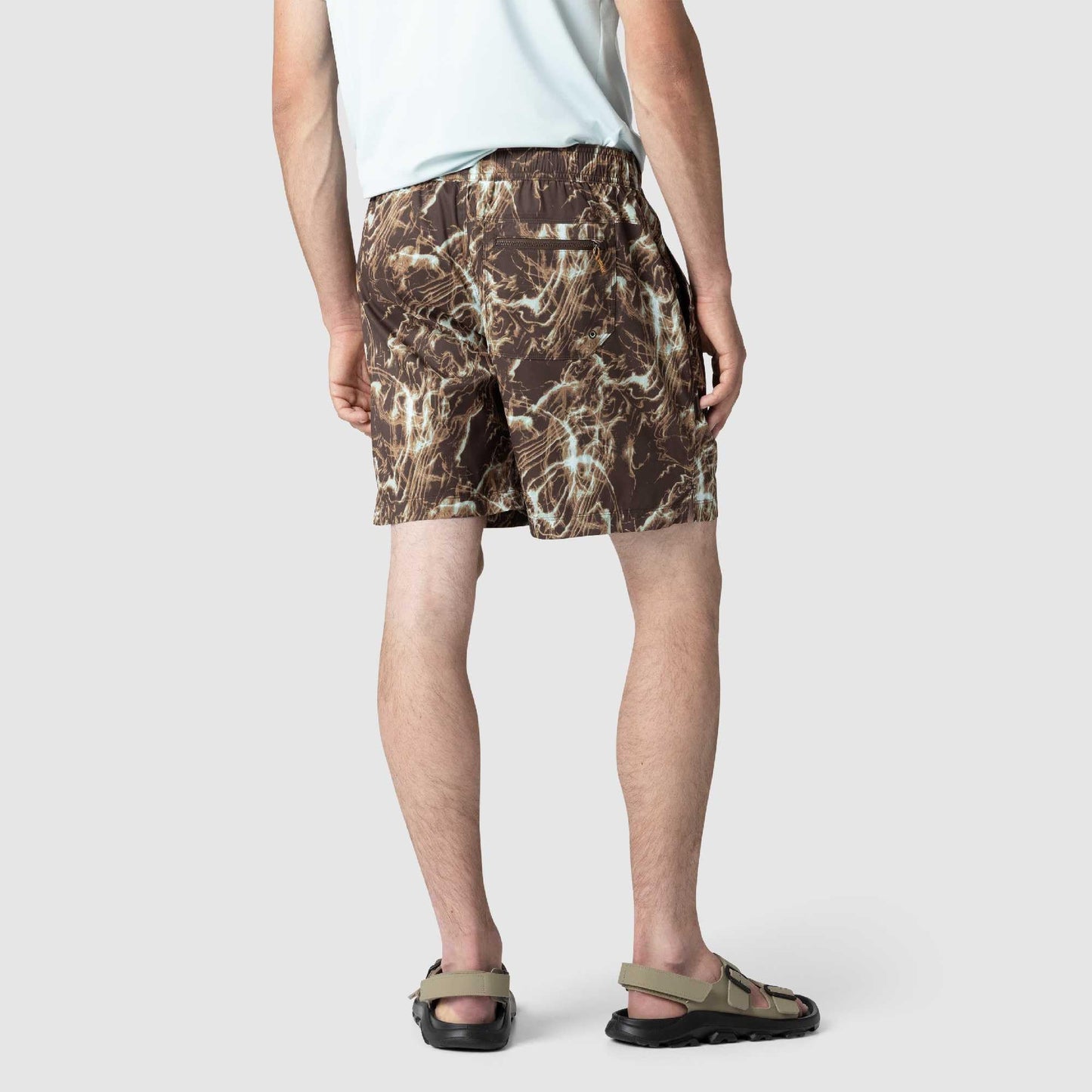 Lavender Outdoor Research Men's Odyssey Multi Shorts | Water Resistant, DWR, Side & Back Pockets, UPF 50+, Standard Fit, Chestnut Alcove Print, Small