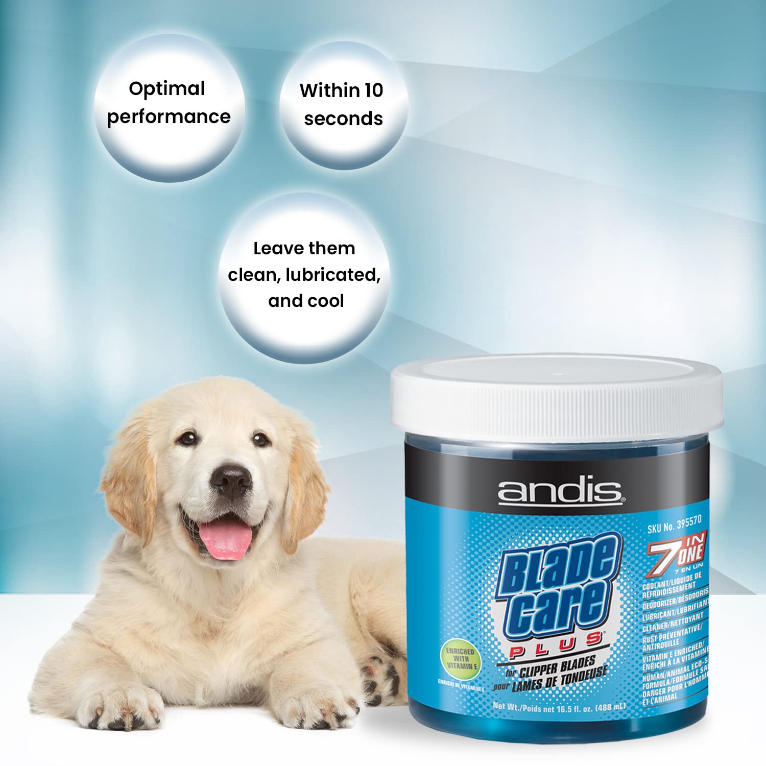White Smoke Andis Blade Care Plus Jar