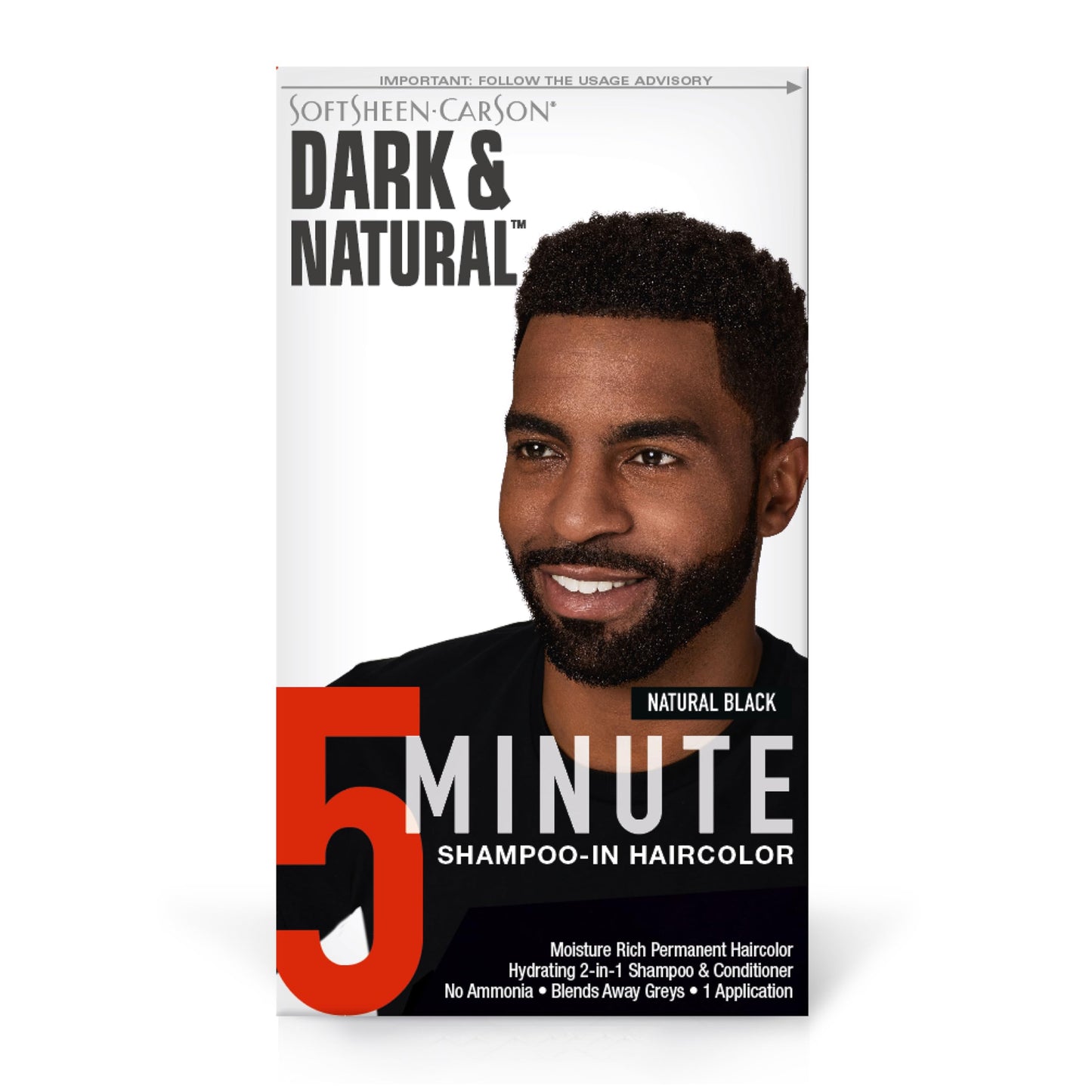 White Smoke SoftSheen-Carson Dark & Natural Hair Color for Men 5 Minutes, Gray Coverage for Up To 6 Weeks, Shampoo-in Permanent Hair Dye, Jet Black, Ammonia Free, Natural Black