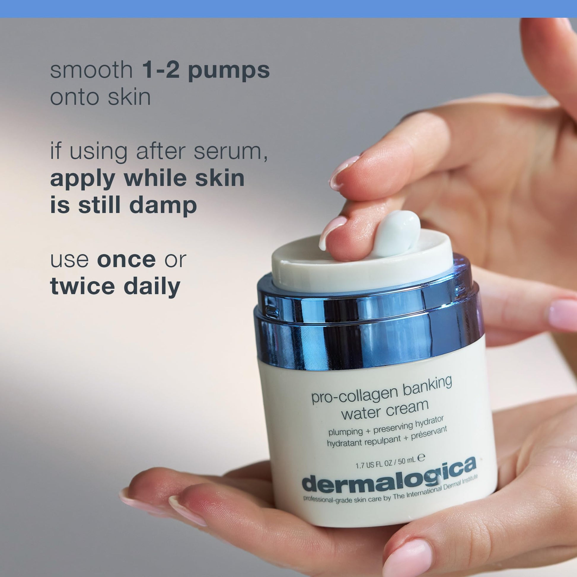 Dark Gray Dermalogica Pro Collagen Banking Water Cream, Collagen Moisturizer for Face - Preserving Collagen and Elastin, Supports Skin Barrier, 1.7 fl oz