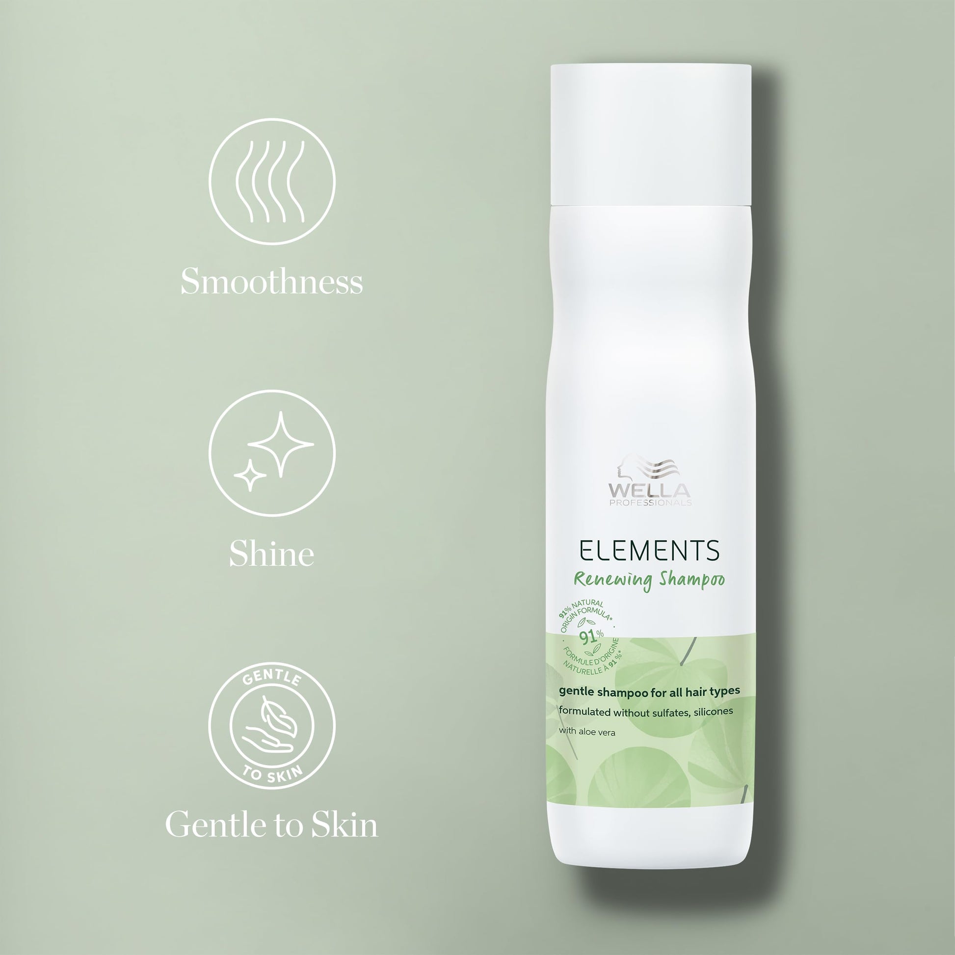 Gray Wella Professionals Elements Renewing Shampoo with Aloe Vera | Gentle for All Hair Types | Without Sulfate & Silicone | 1 Liter Pouch | 33.8 Fl Oz
