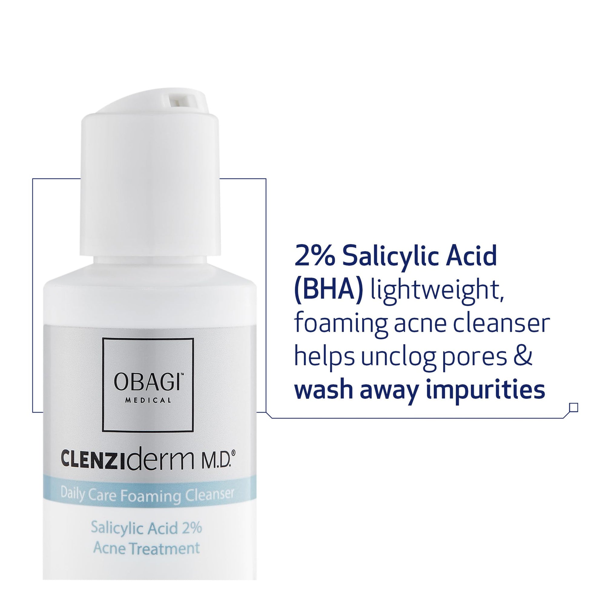 White Smoke Obagi CLENZIderm M.D. Daily Care Foaming Acne Cleanser – Acne Face Wash & Treatment w/ 2% Salicylic Acid (BHA) Unclogs Pores for Clearer-Looking Skin – Safe for Normal & Oily Skin – 4 oz