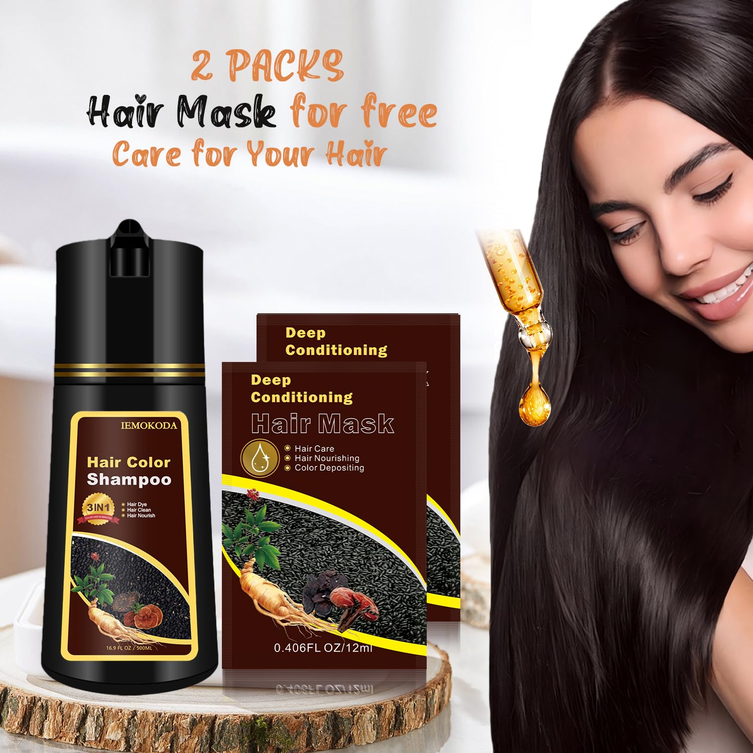 White Smoke Silver Gray Hair Dye Shampoo for Women Men, Herbal 3-in-1 Hair Color Shampoo, Colors Hair in Minutes, Semi-Permanent Grey Hair Dye, Shampoo Para Pintar El Cabello, Easy to Use at Home - 16.90 Fl Oz