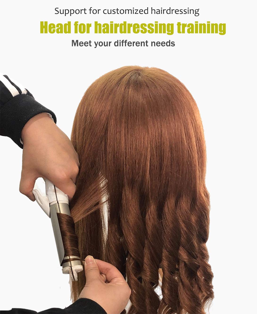 White Smoke Mannequin Head with 100% Human Hair, SZCY LLC 18" Dark Brown Real Hair Cosmetology Mannequin Head Hair Styling Hairdressing Practice Training Doll Heads with Clamp Holder
