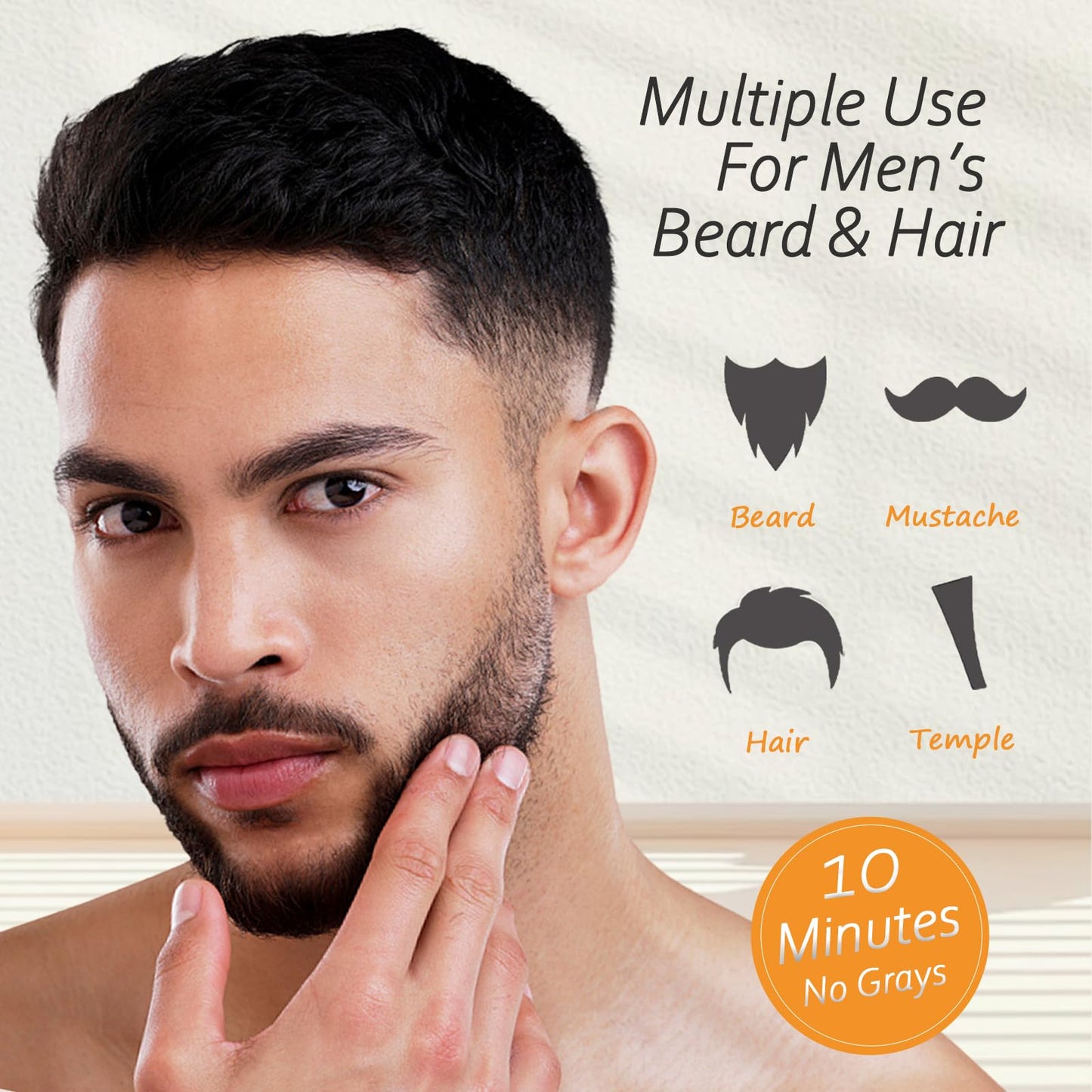 Antique White Men's Beard Dye, Brown Beard Dye Shampoo for Gray Hair Coverage, Root Touch Up, 3 in 1 Simpler Hair Color for Men, Long Lasting Hair Dye Shampoo for Beard & Mustache, 200 ml