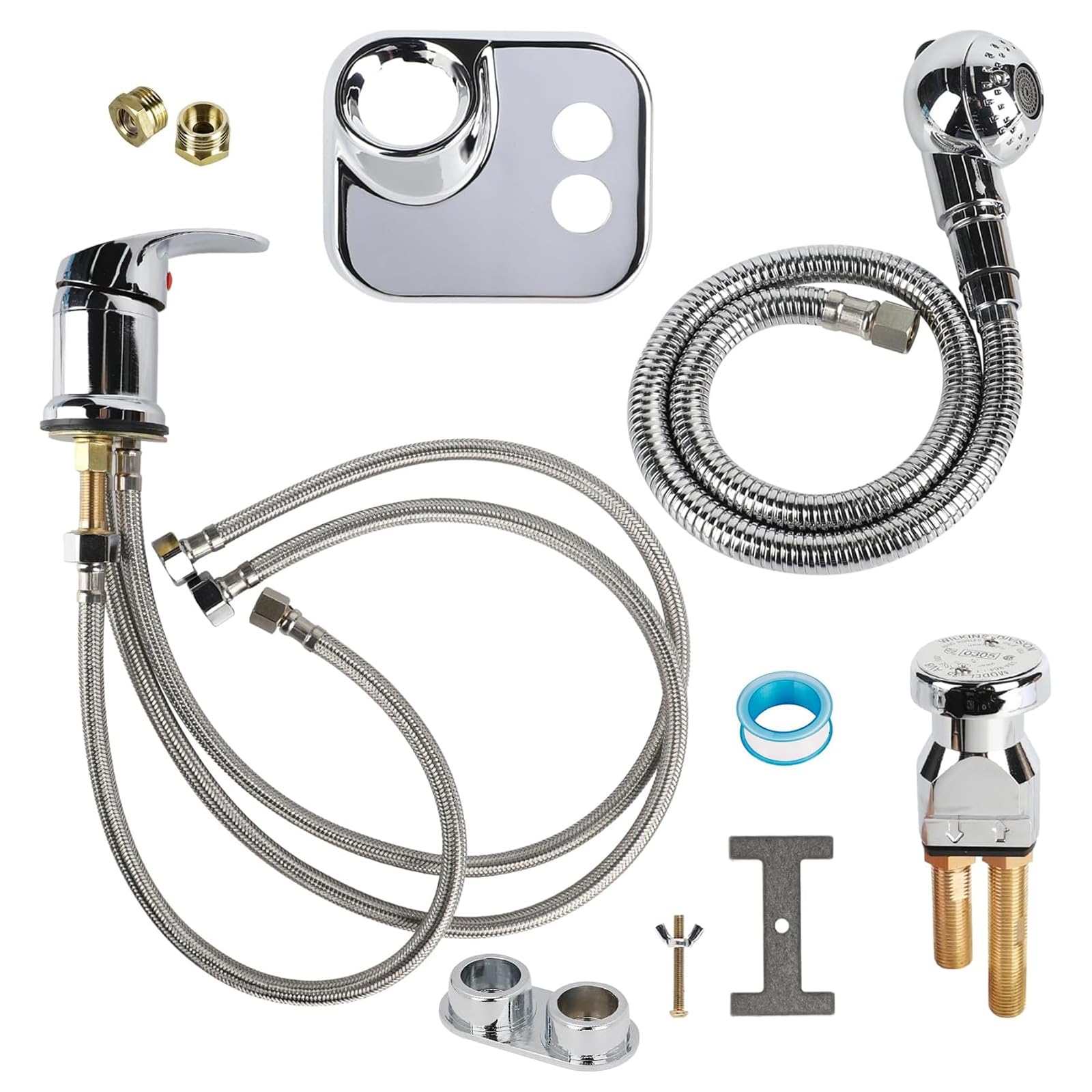 White Smoke Toriexon Salon Shampoo Bowl Faucet Vacuum Breaker Kit, Faucets for Shampoo Bowls with Hose and Sprayer Replacement Part, Hair Salon Faucet Sprayer Hose Set