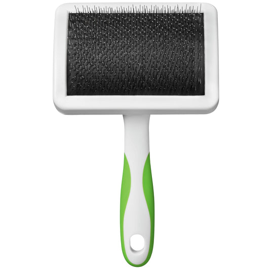 White Smoke Andis 65710 Self-Cleaning Animal Slicker Brushes with Curved Stainless-Steel Bristles for All Breeds - Reduces Shedding by Up to 90%, Removes Tangles, Dirt & Loose Hair – Large, Green,Black