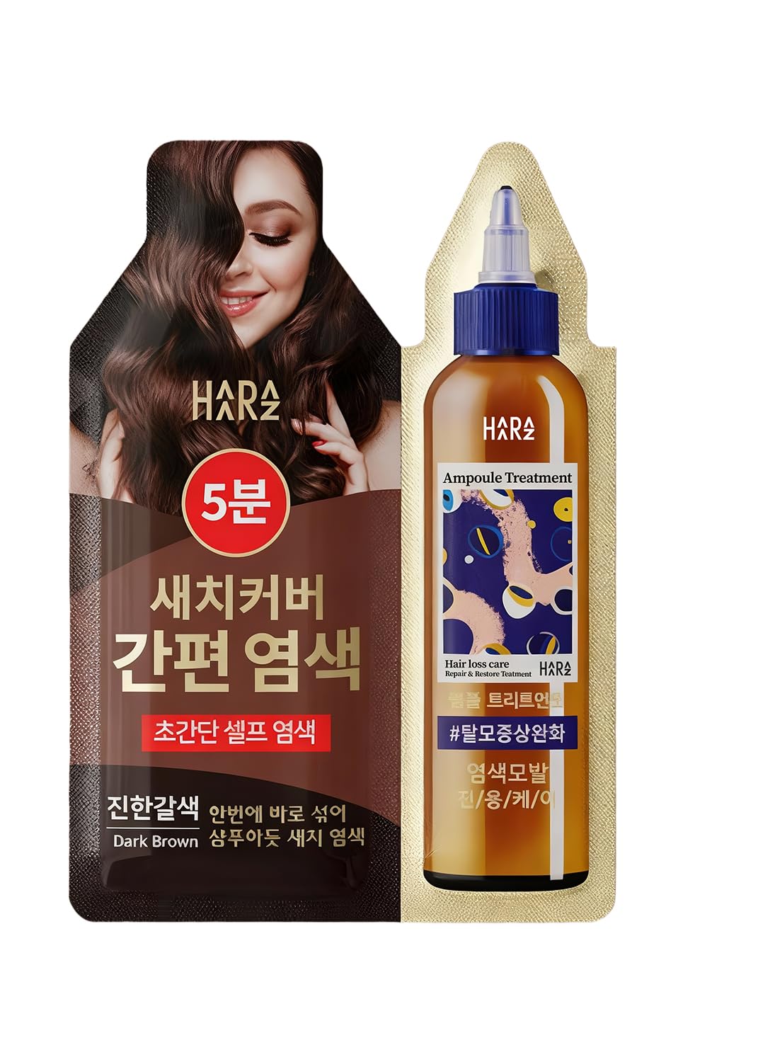 White Smoke HAARAZ Hair Dye + Ampoule Anti Hair Loss Treatment, Permanent Hair Color, 100% Gray Coverage, 2-Step Shampoo + 5-Minute Hair Color for Women & Men & Scalp Care Formula (BLACK)