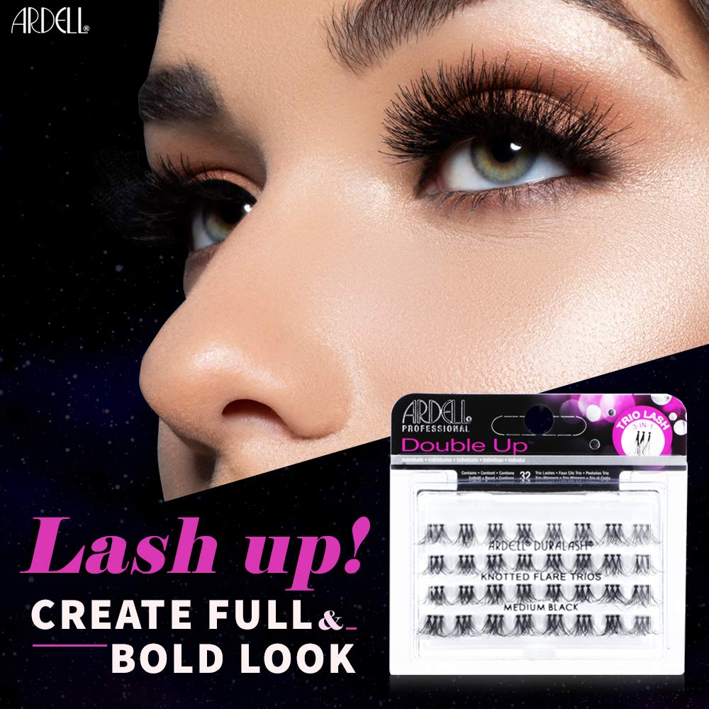 Black Ardell Double Up Individual Lashes, Customizable DIY Lash Clusters, Reusable False Eyelashes, Eyelash Extensions, 4 Pack