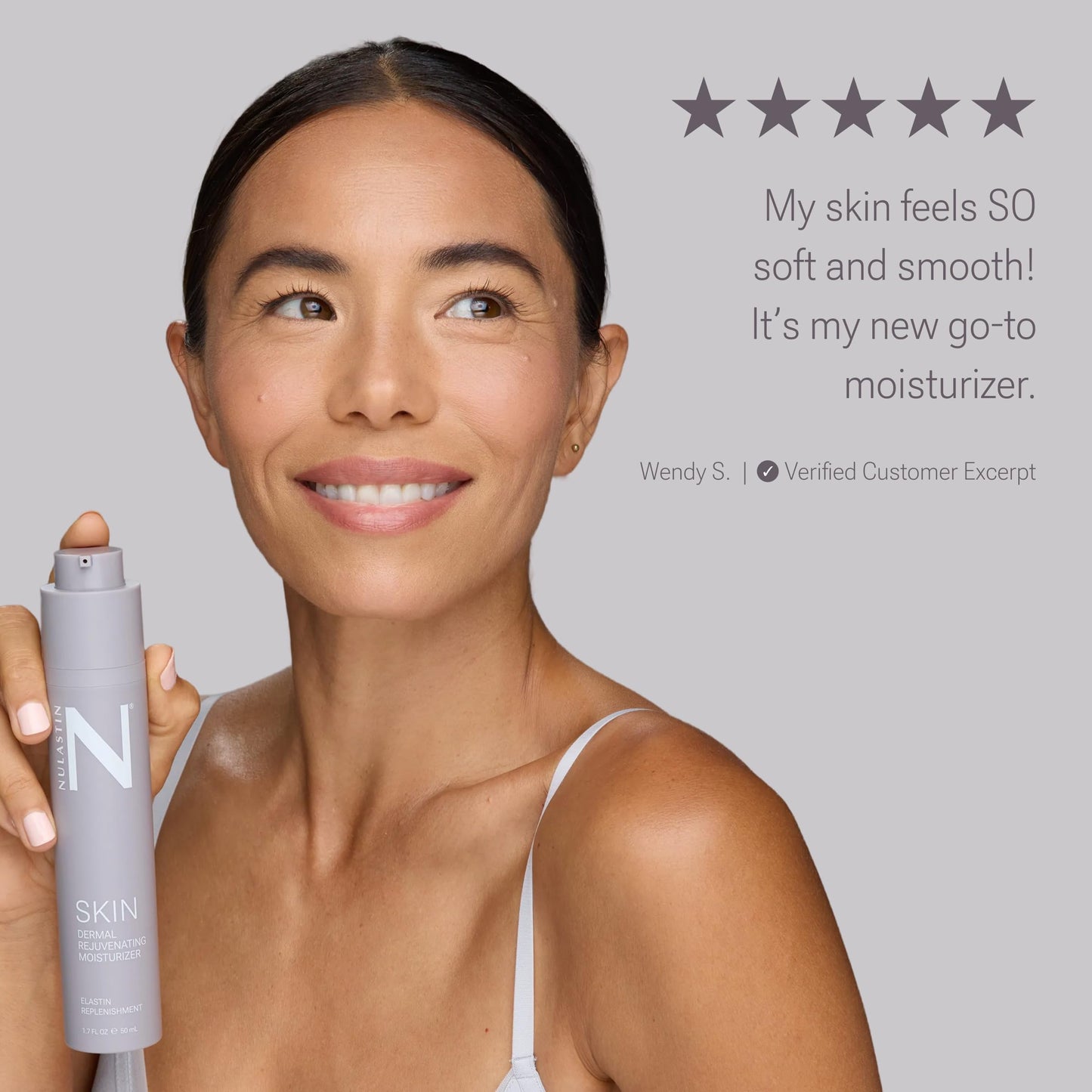 Gray NULASTIN Dermal Rejuvenating Face Moisturizer for Women with Elastin, Peptides & Ceramides - Firming, Anti Aging Barrier Repair Cream for Dry, Mature Skin - Vegan, Silicone Free, 1.7 Fl Oz