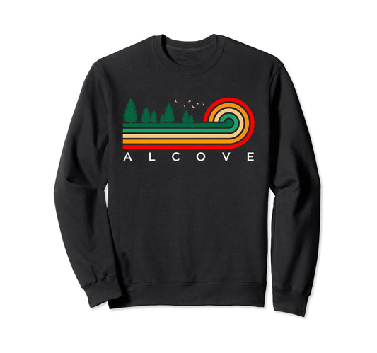Dark Slate Gray Evergreen Vintage Stripes Alcove, New York Sweatshirt