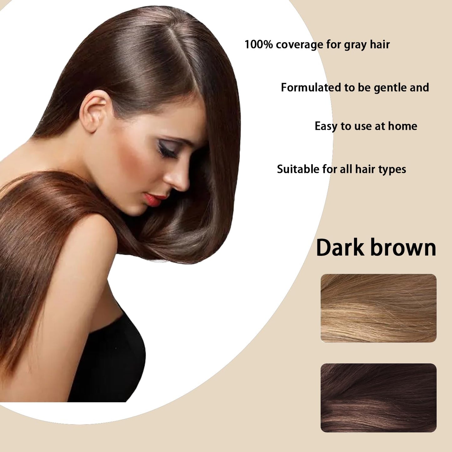 White Smoke Bupposes Natural brown Hair Color Shampoo for Dark, Hair Dye Instant 3 in 1, Instant Dye Shampoo for Men & Women, 1pcs Dark Brown.