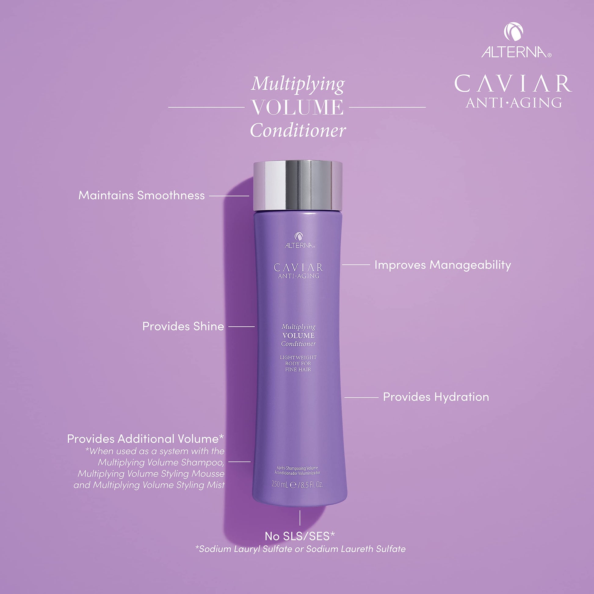 Dark Gray Alterna Haircare CAVIAR Anti-Aging Multiplying Volume Conditioner 8.5Fl Oz | For Fine, Limp or Thin Hair | Create Instant Volume and Thickness | Sulfate Free