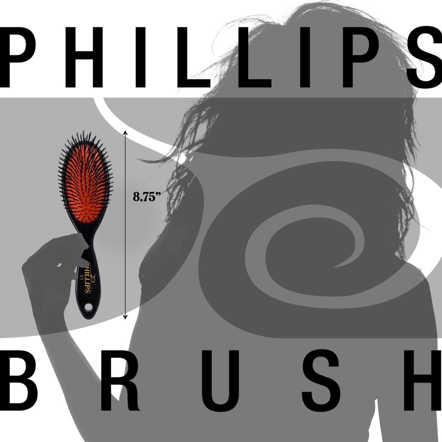 Dim Gray Phillips Brush #21 Classic Hairbrush – Gentle Nylon Bristles Hair Brush with Padded Cushion Brush Head