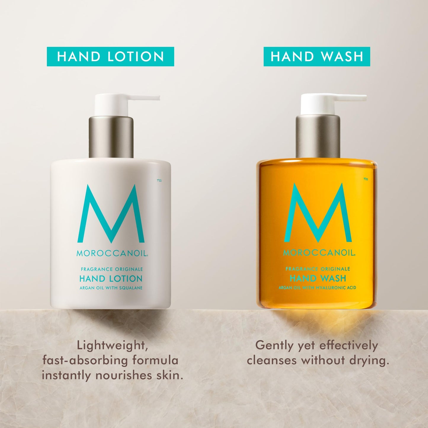 Gray Moroccanoil Hand Care Essentials Set | Hand Wash & Lotion Duo With Ceramic Tray