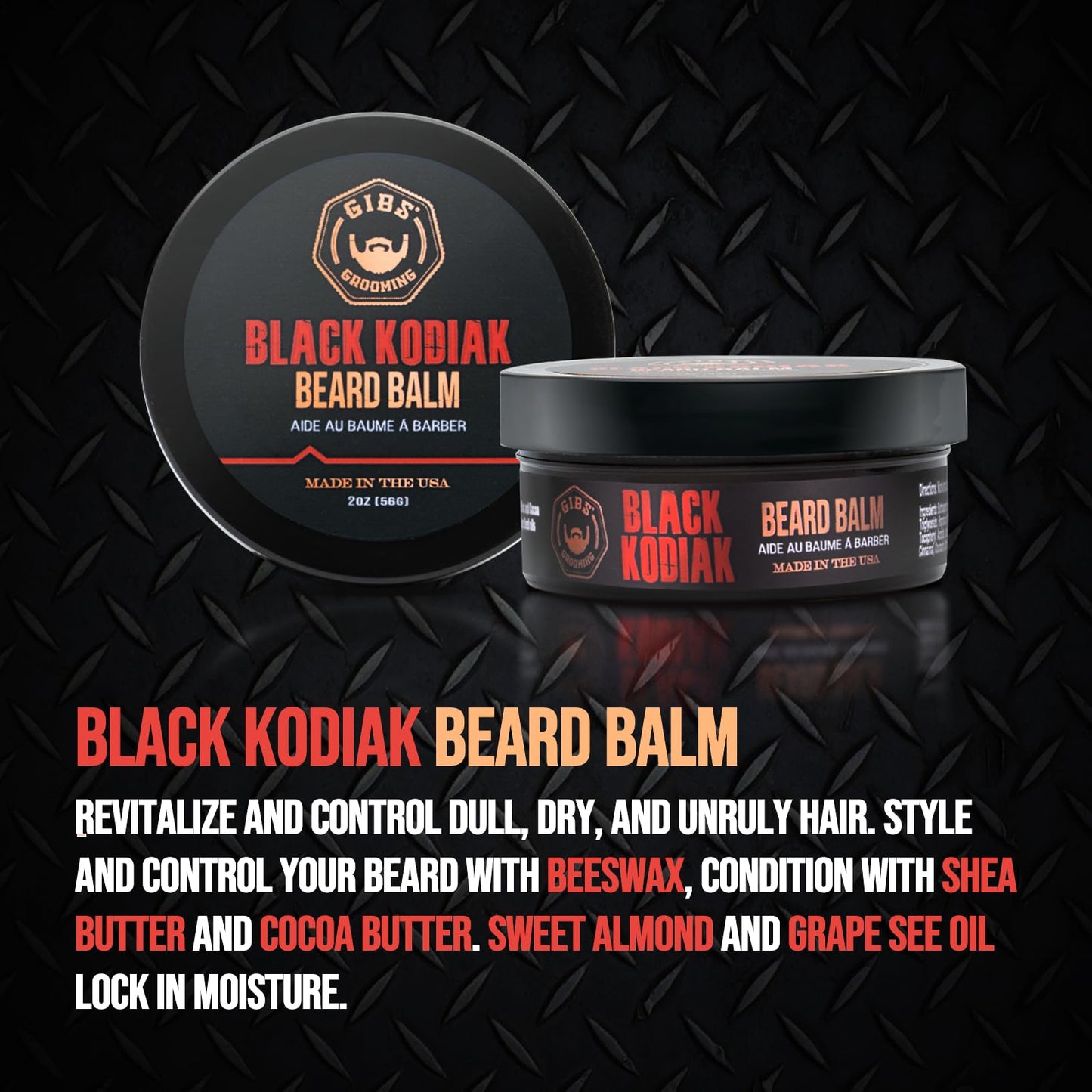 Black GIBS Grooming Black Kodiak Beard Balm Aid, 2 oz