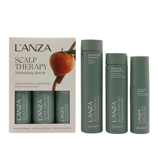 Dim Gray L'ANZA Scalp Therapy Hair Care Kit, Shampoo, Conditioner & Stimulating Leave-In Hair Treatment, Supports Healthy Growth, Adds Fullness, Strengthens, Anti Aging, Combats Oil & Removes Buildup