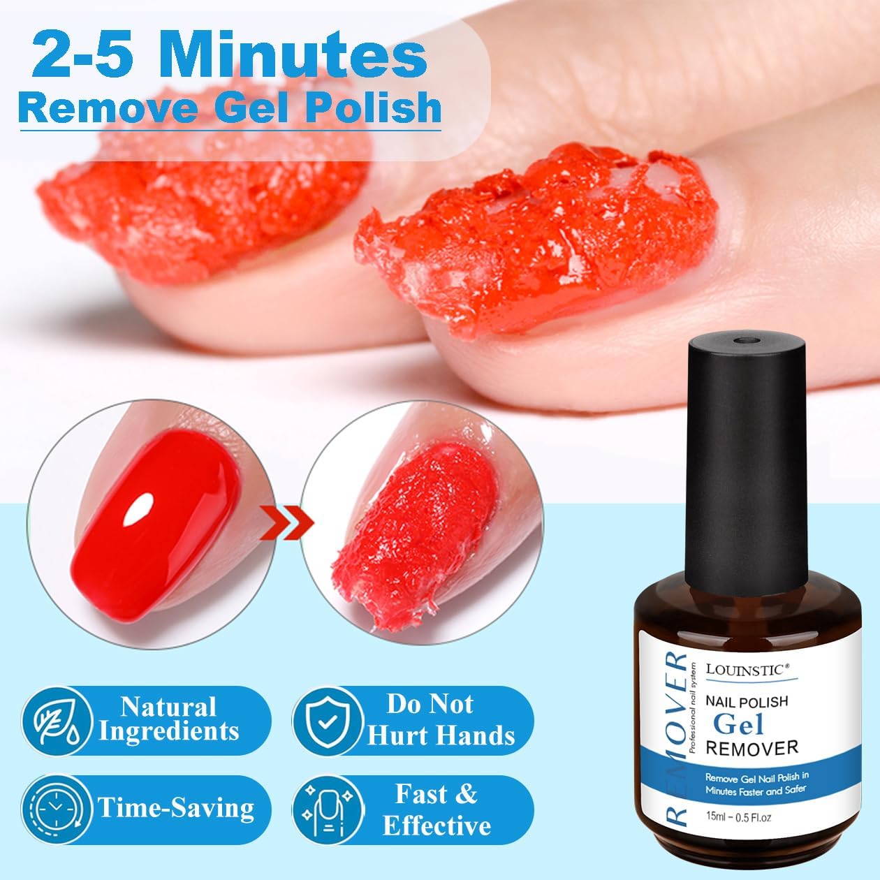 White Smoke Gel Polish Remover, Gel Remover Kit Includes Cuticle Oil for Nail & Nail Polish Remover Tool No Soaking or Wrapping Removes Gel Polish in 2-5 Minutes