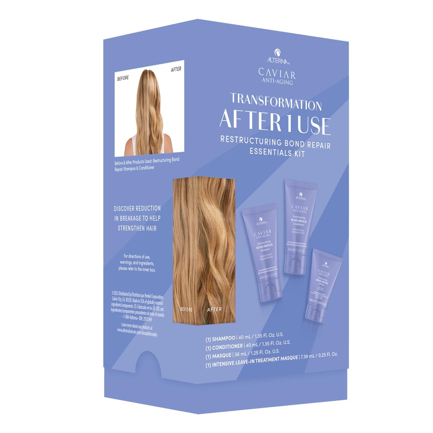 Medium Purple Alterna Haircare CAVIAR Anti-Aging Restructuring Bond Repair Travel Kit - Shampoo, Conditioner, Masque | Strengthens and Protects Damaged Hair