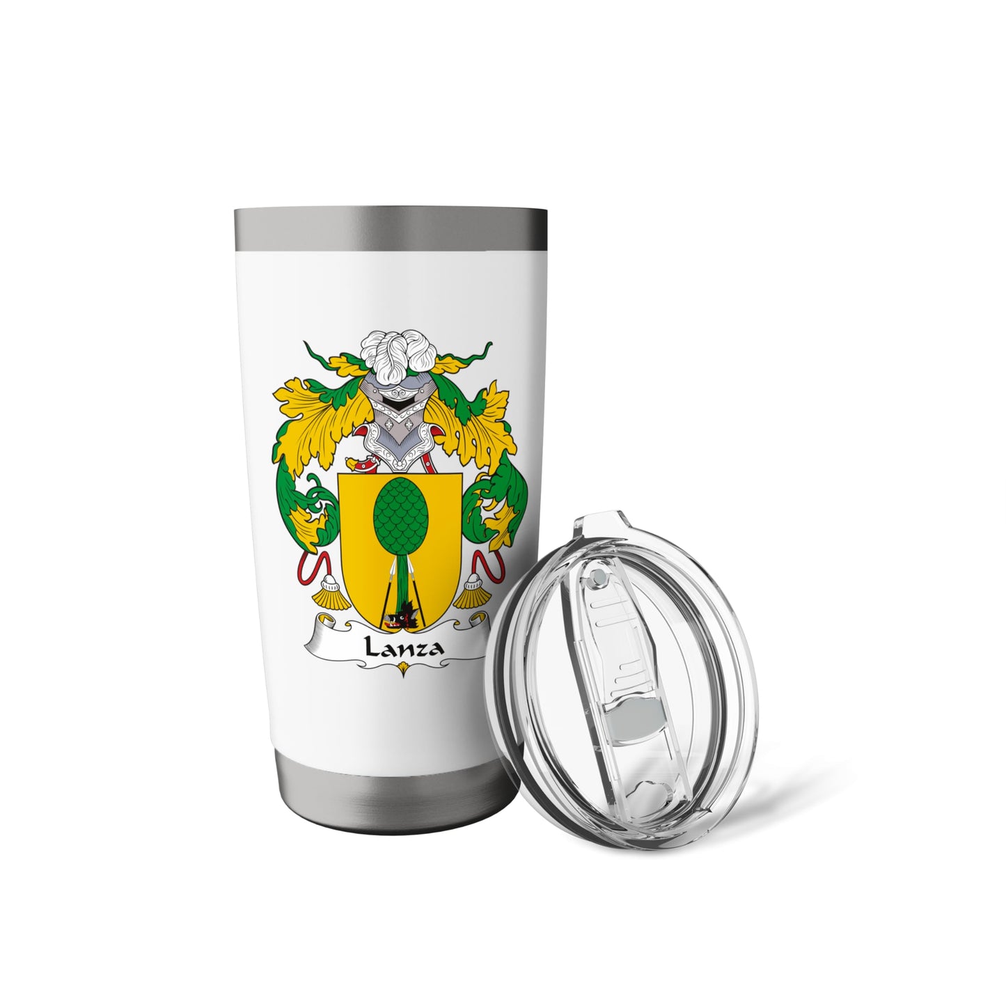 White Smoke Lanza Coat of Arms - Family Crest Stainless Steel Insulated Tumbler