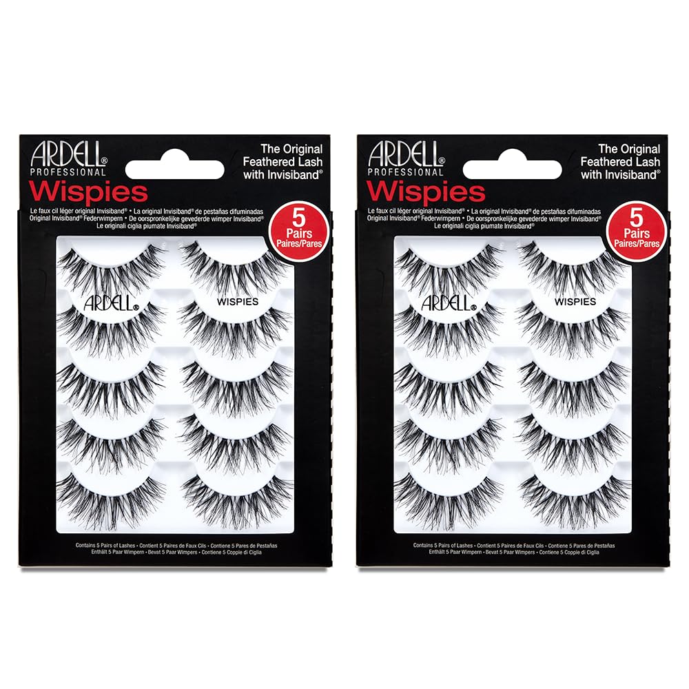 Black Ardell False Eyelashes Wispy Lashes, Easy Application, Natural Look, Reusable - Black, 2 Pack